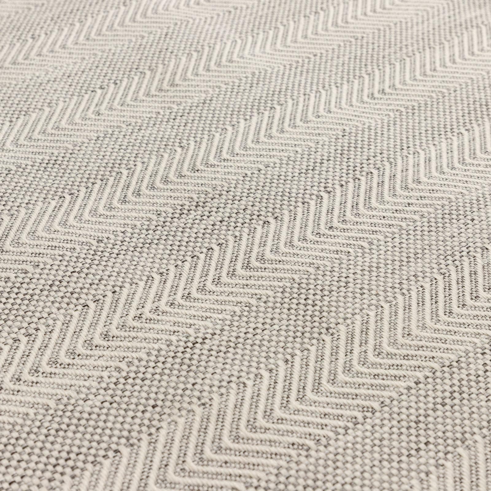 Tappeto da esterno o interno 150x200 cm in tessuto idrorepellente grigio con motivo a spiga - Rupert