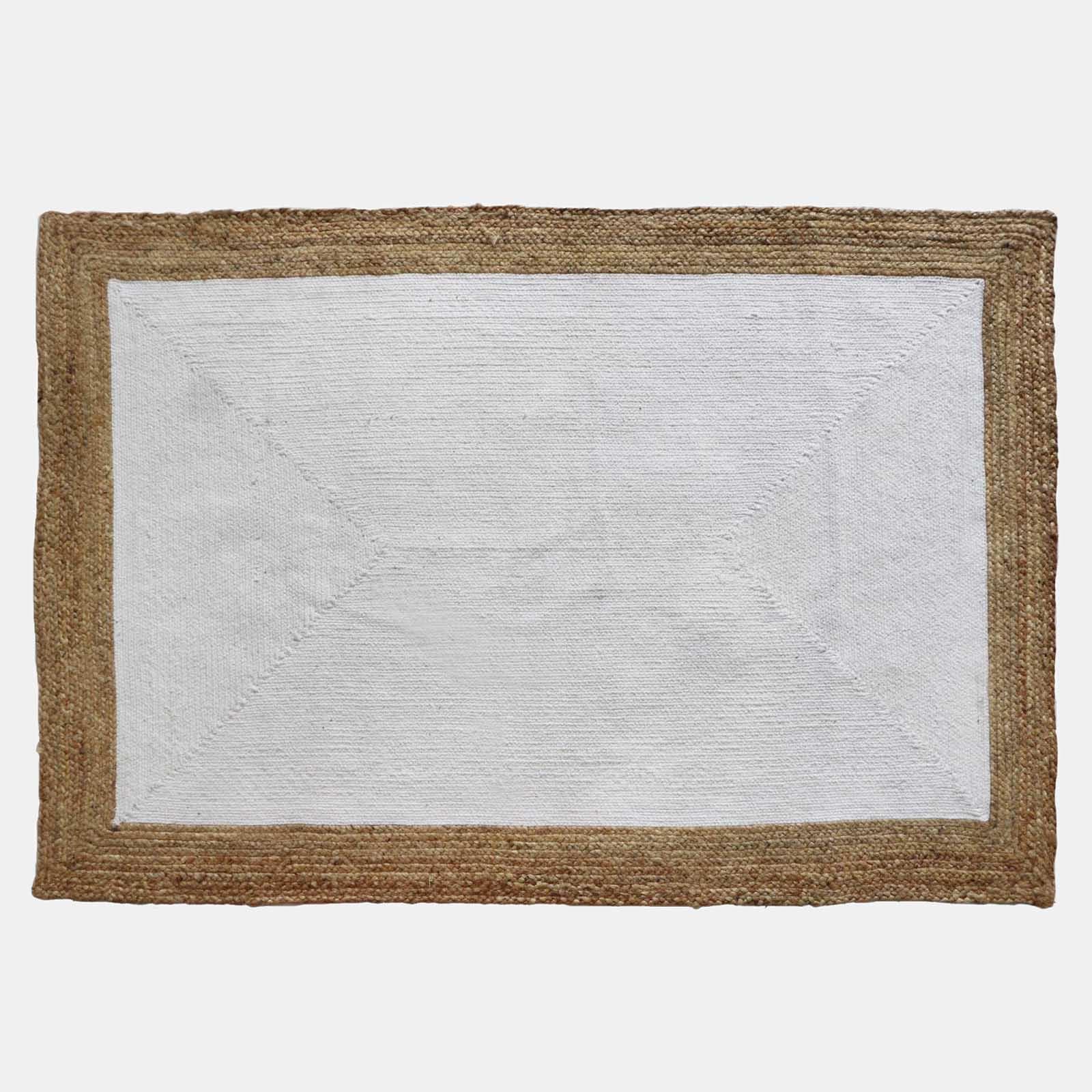 Tappeto da interni 120x170 cm in juta naturale e cotone bianco