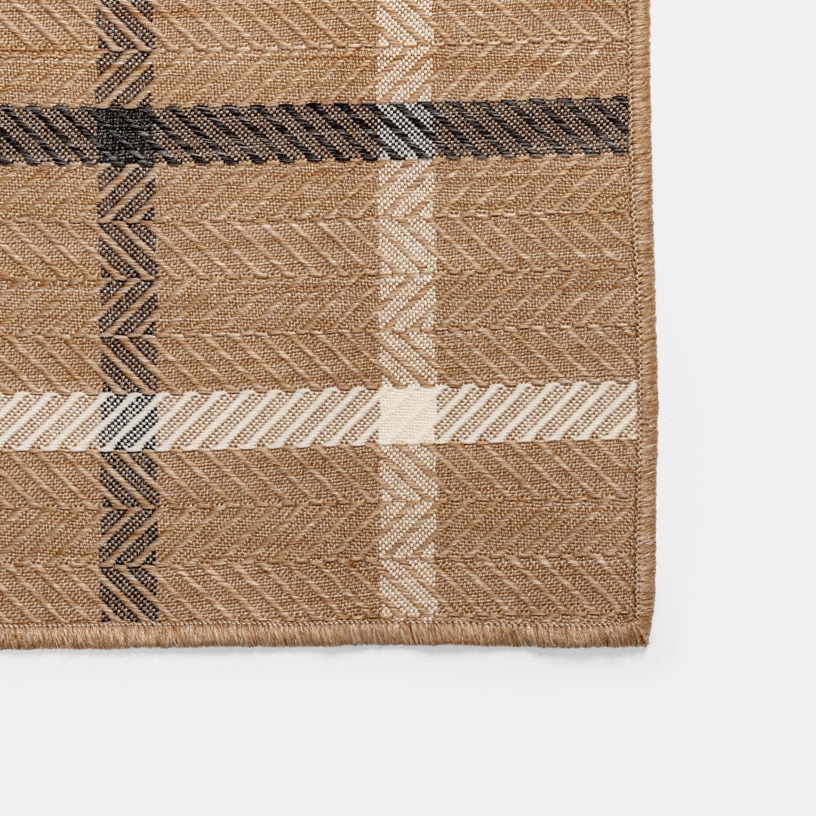 Tappeto da esterno o interno 150x200 cm in tessuto idrorepellente a quadri beige - Rupert