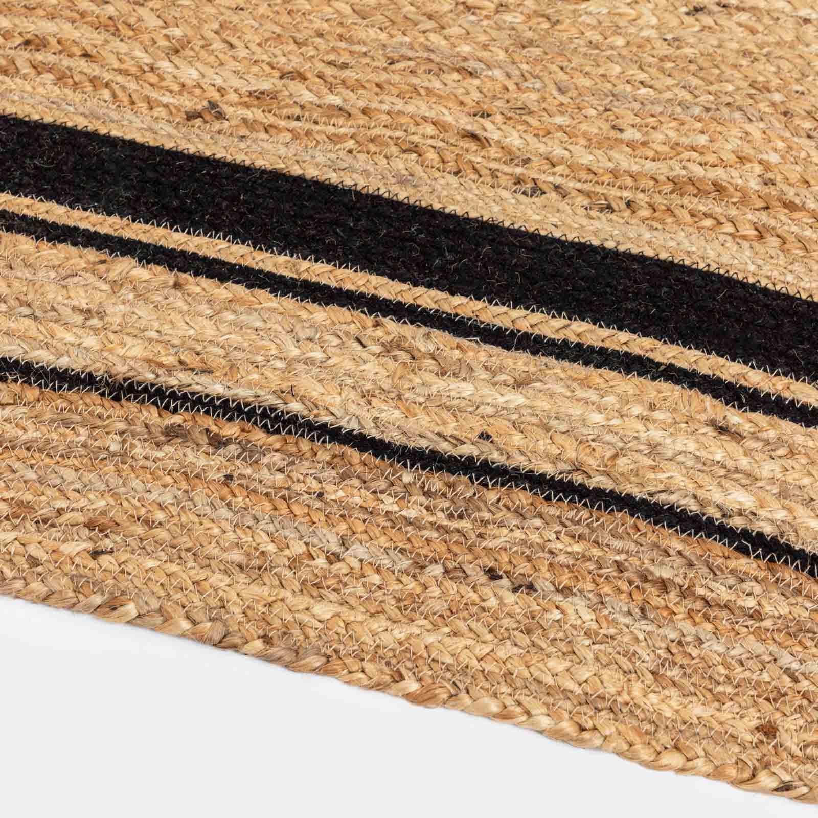 Tappeto da interni 200x300 cm in cotone nero e juta naturale