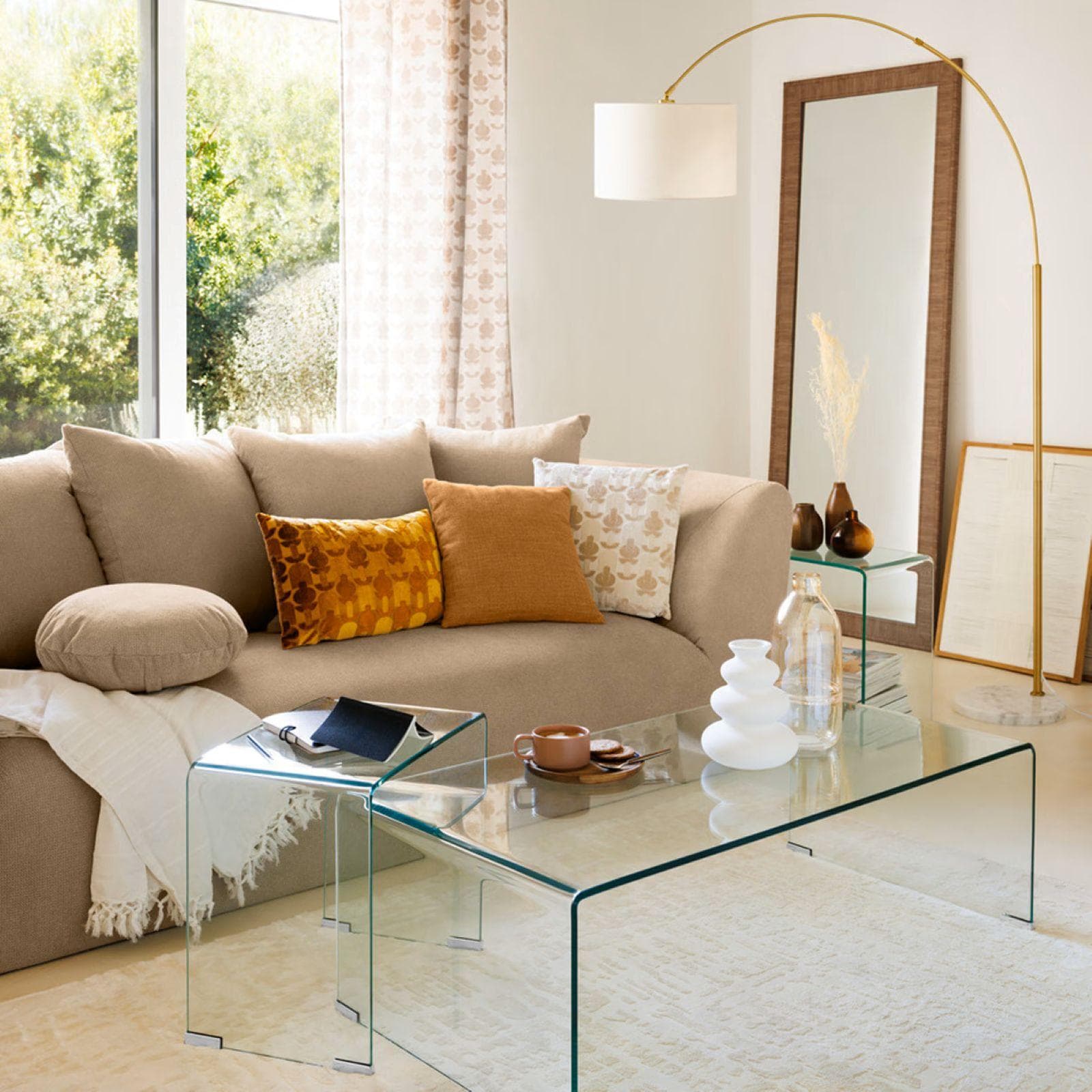Tappeto da interno 150x200 cm in tessuto beige con fantasia in rilievo