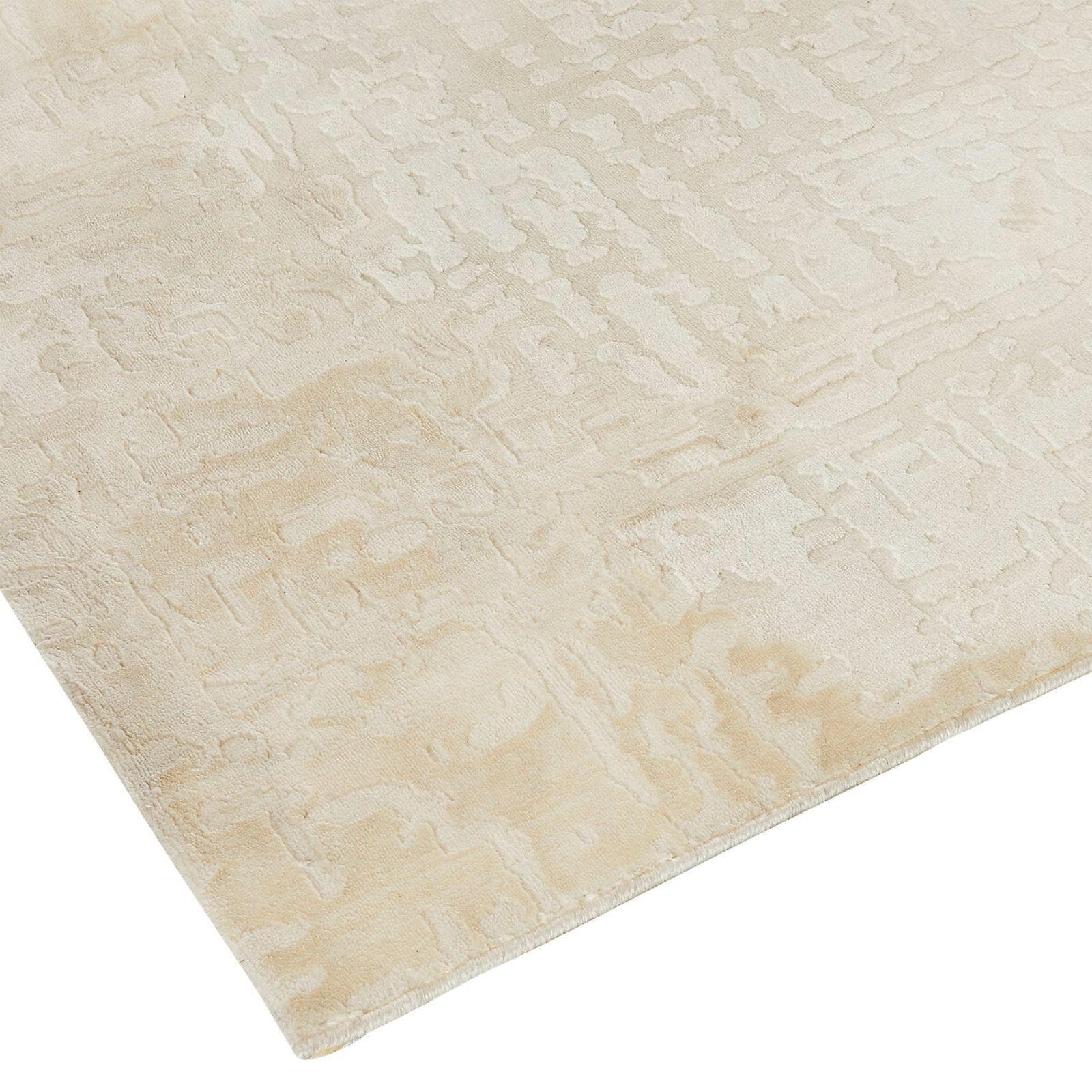 Tappeto da interno 150x200 cm in tessuto beige con fantasia in rilievo