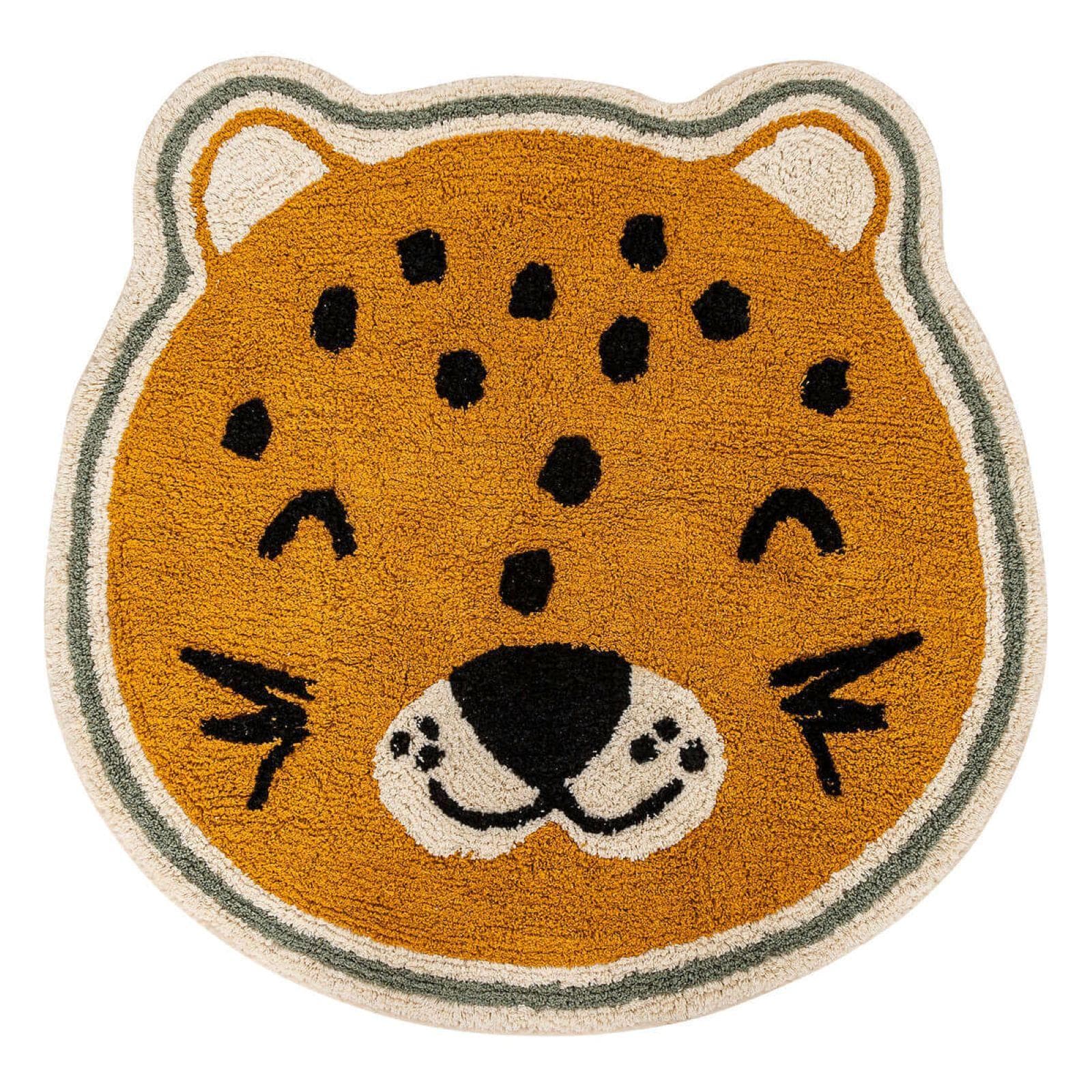 Tappeto rotondo 90 cm a forma di leopardo in cotone senape - Kids