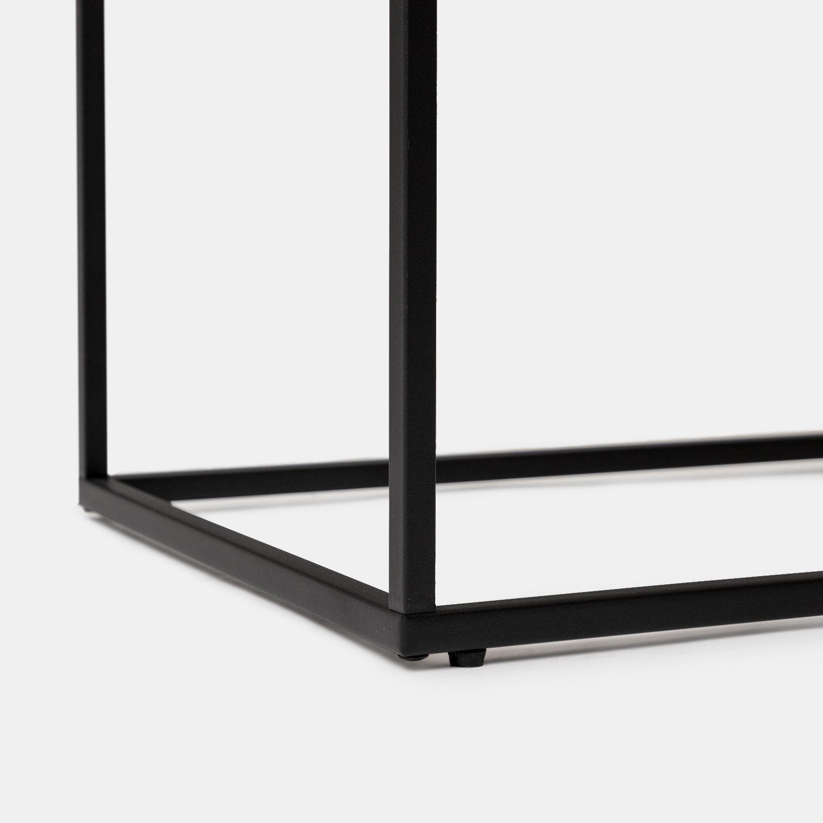 Tavolino 100x44h cm top in ceramica bianco con gambe in acciaio nero - Stefell