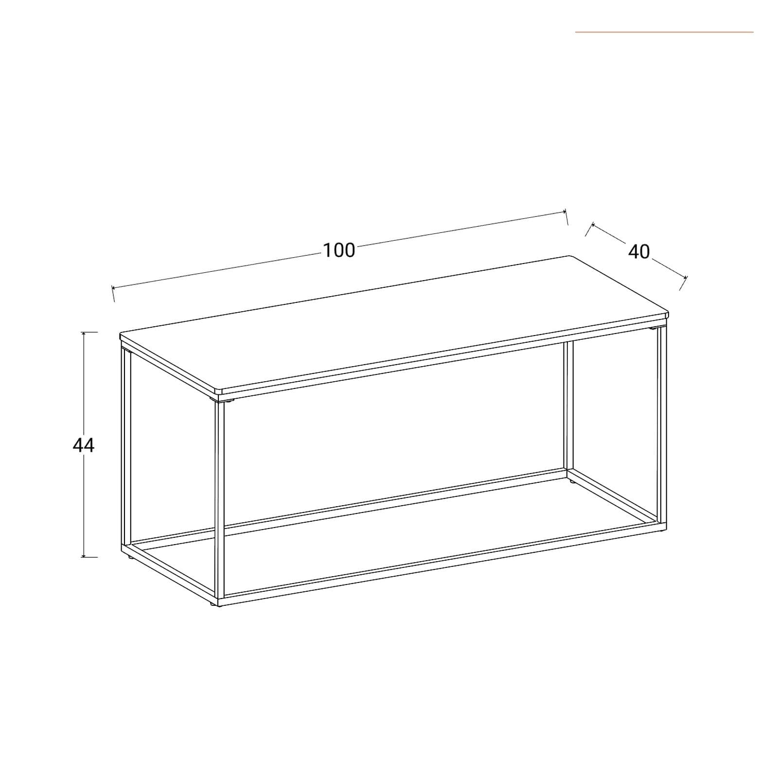 Tavolino 100x44h cm top in ceramica bianco con gambe in acciaio nero - Stefell