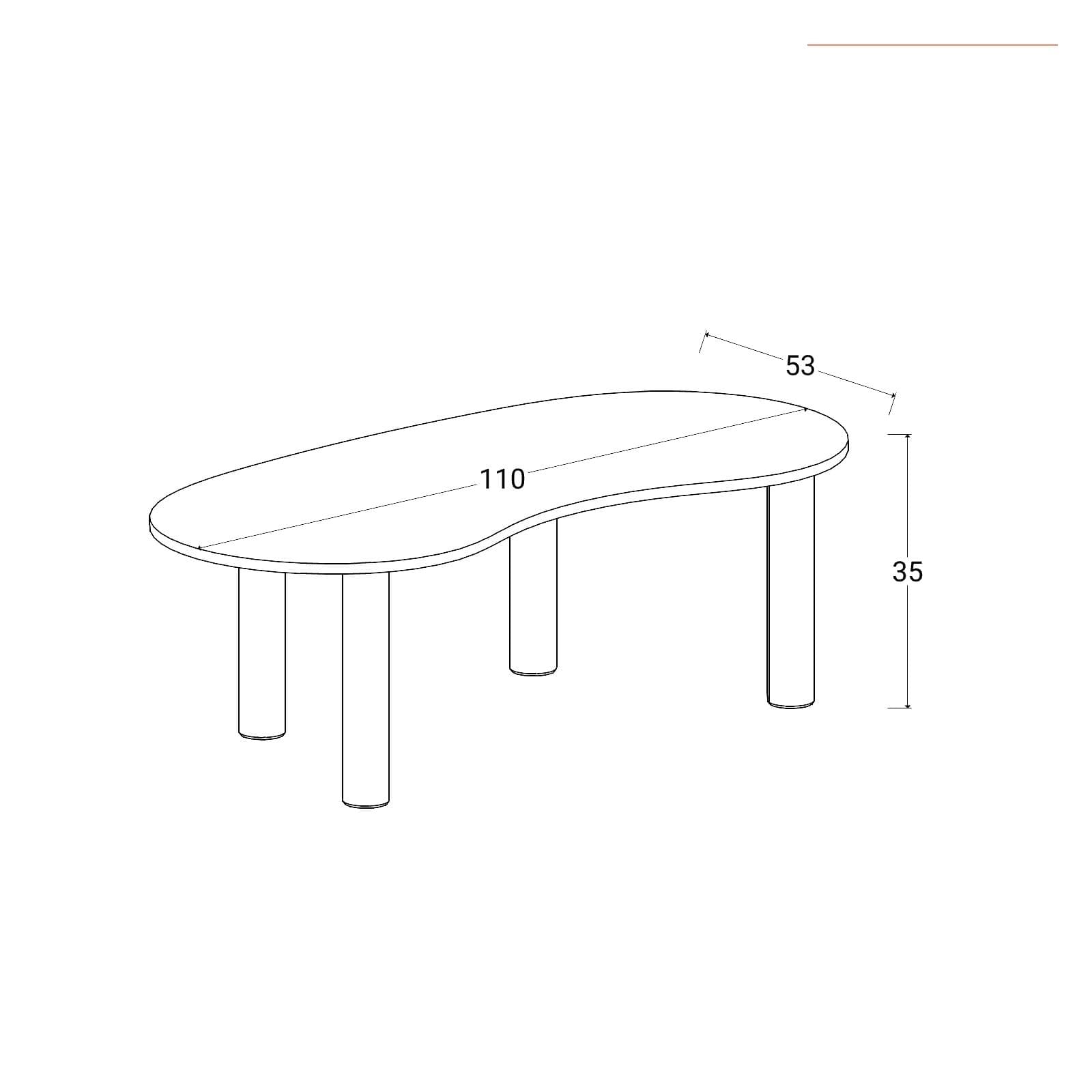 Tavolino 110x53 cm top in legno effetto travertino - Tlidon
