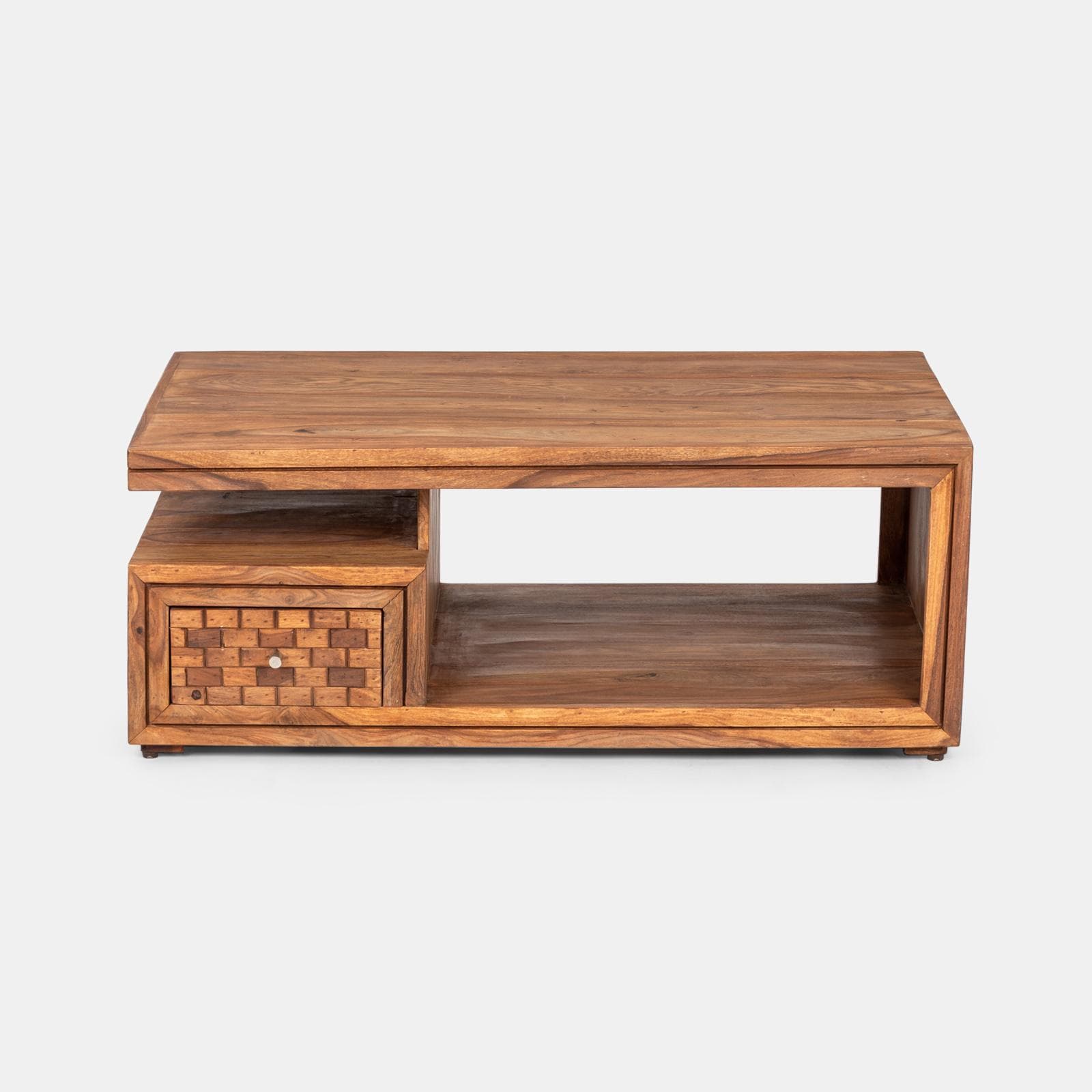 Tavolino 118x70 cm in legno con ripiano - Freia Sheesham