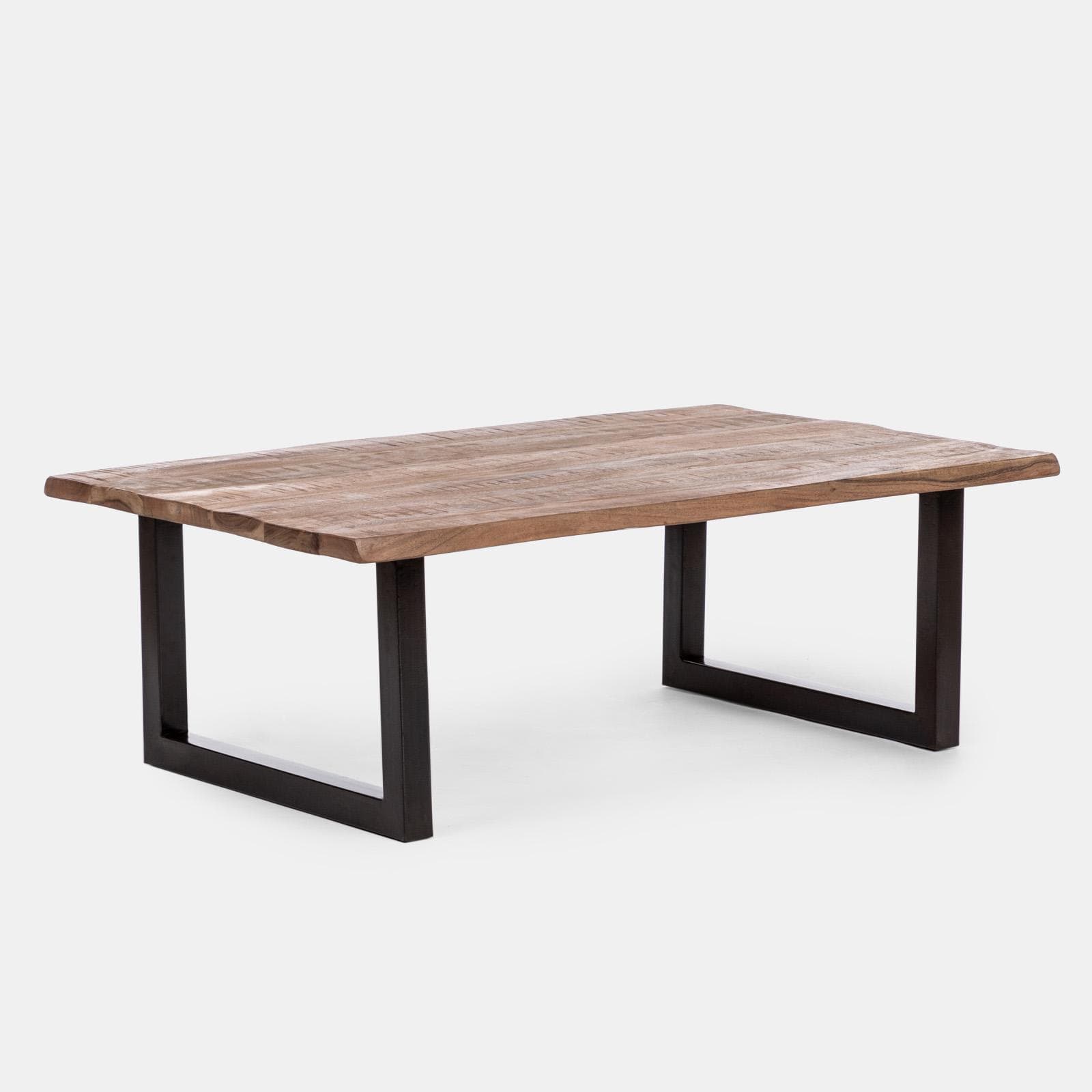 Tavolino 118x70 cm in legno di acacia con gambe nere - Freia Acacia
