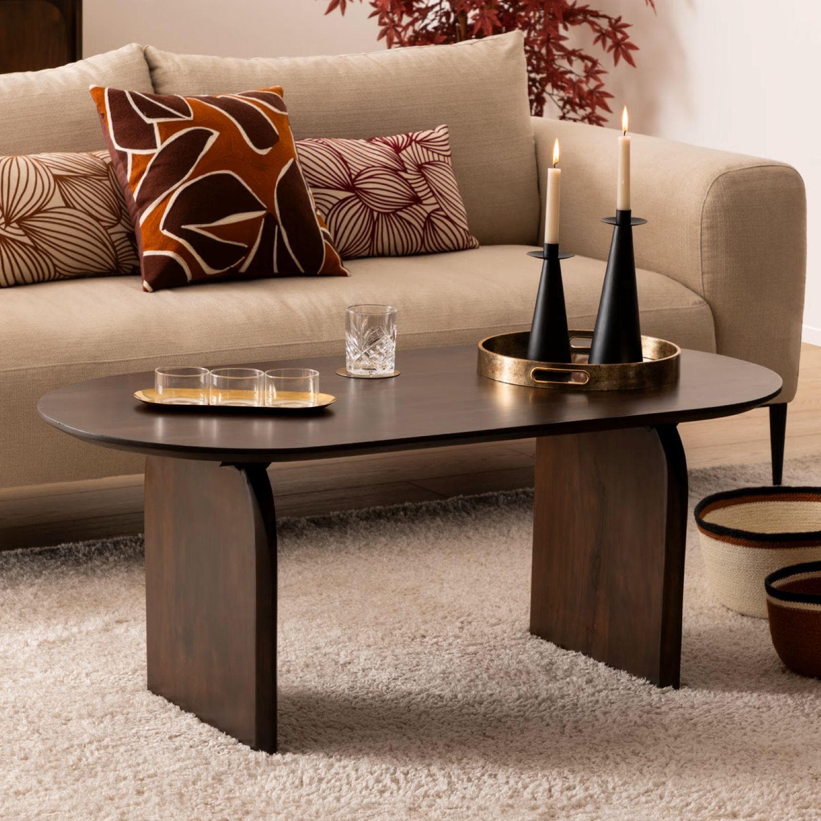 Tavolino 120x60 cm in legno di acacia naturale - Agnese