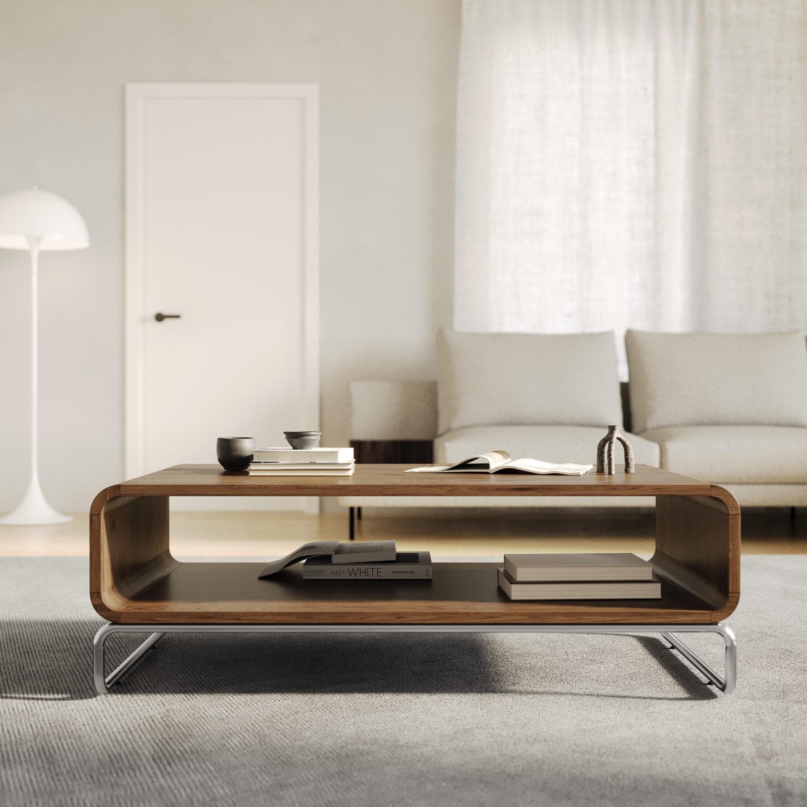Tavolino 120x41h cm rovere e gambe cromo - Lysander