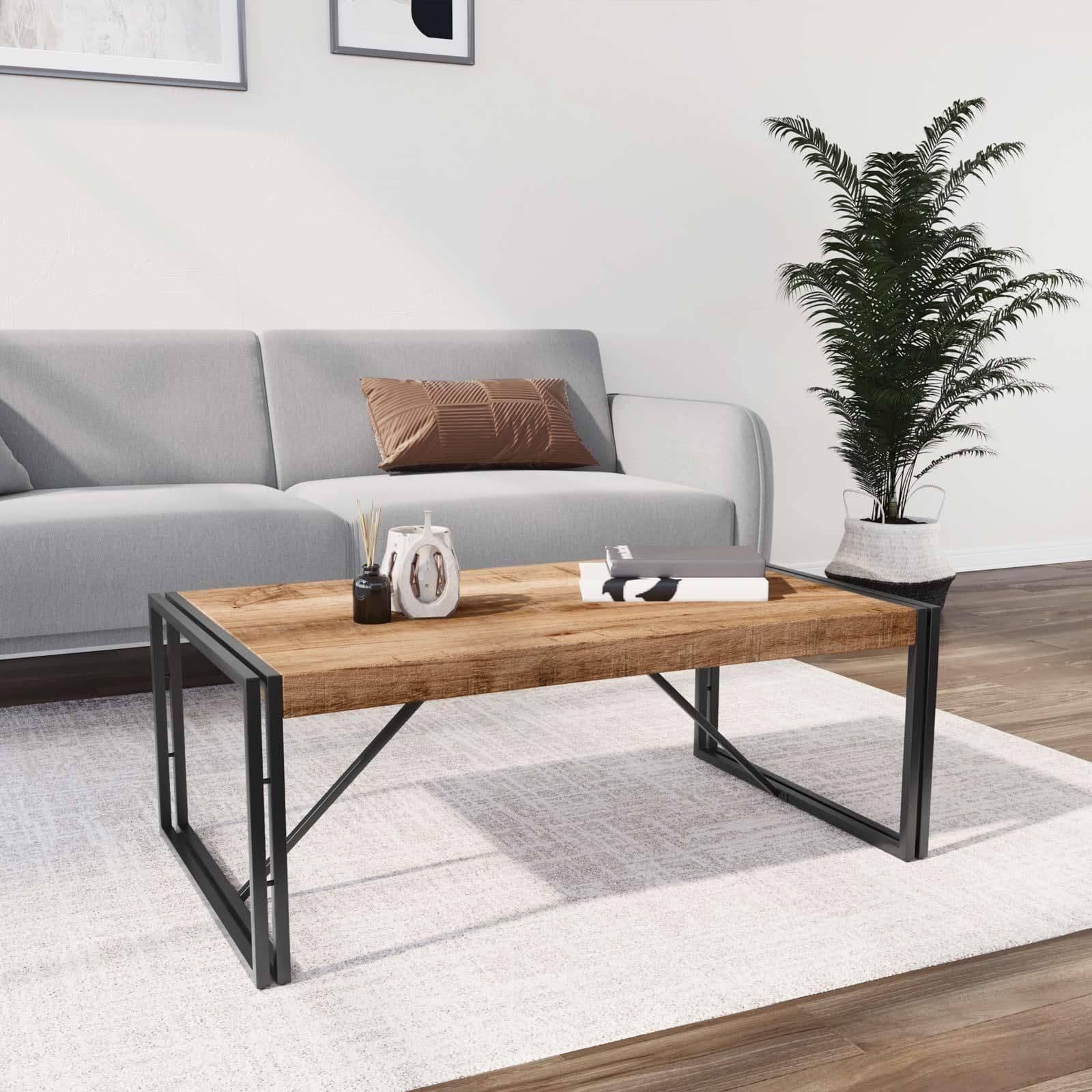 Tavolino 120x70 cm in legno di mango e metallo nero - Freia Mango