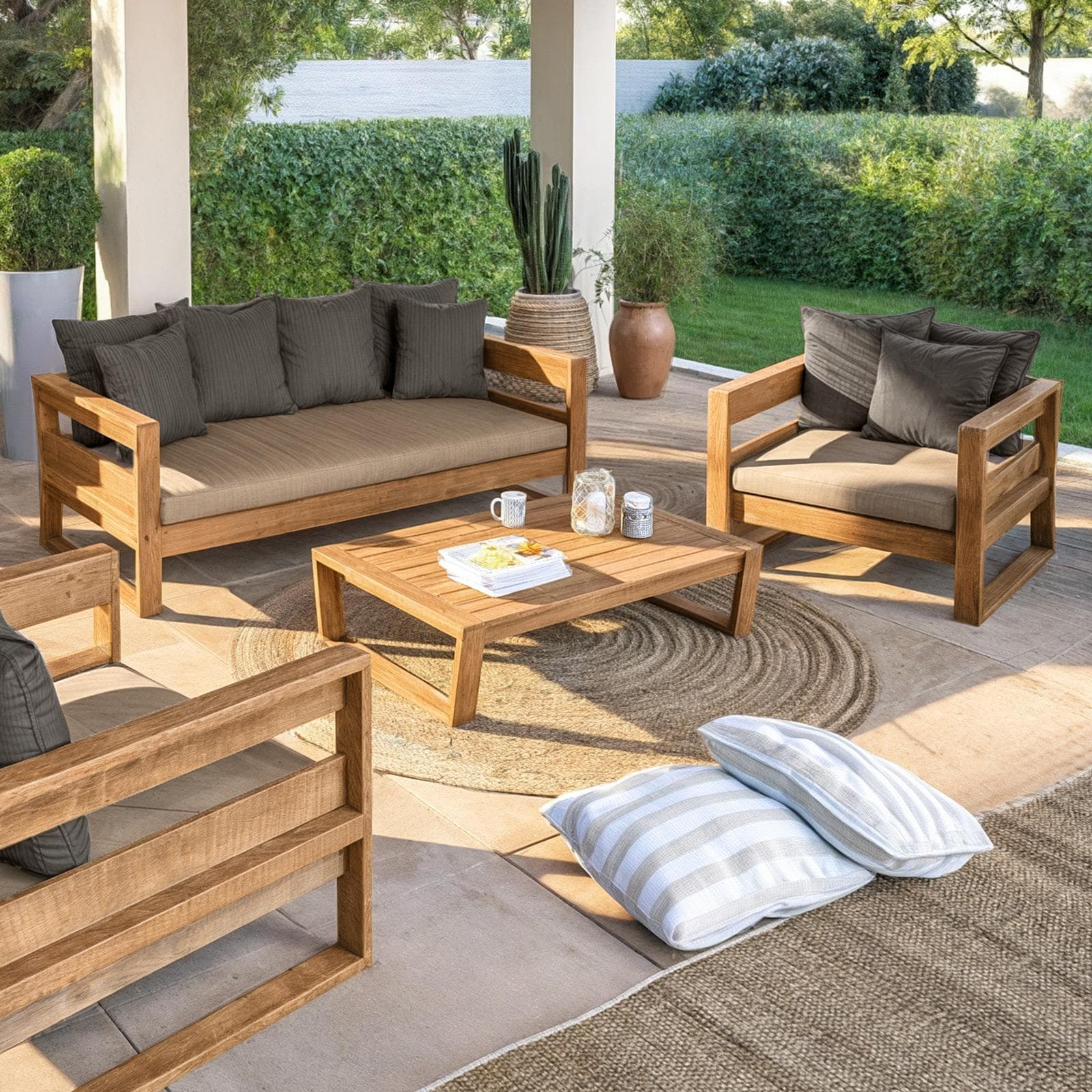 Tavolino 120x80 in legno teak naturale - Cairo