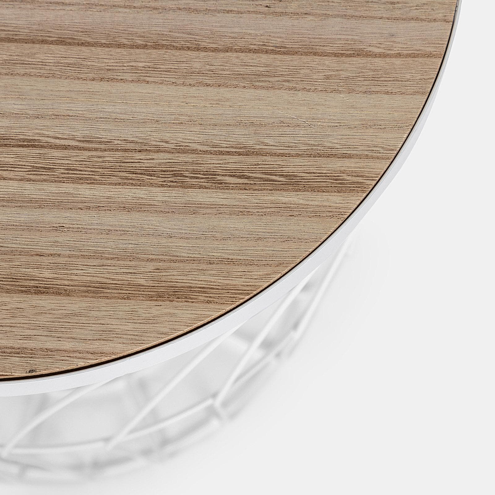 Tavolino 38 cm in acciaio verniciato bianco con piano removibile legno chiaro - Gaudì