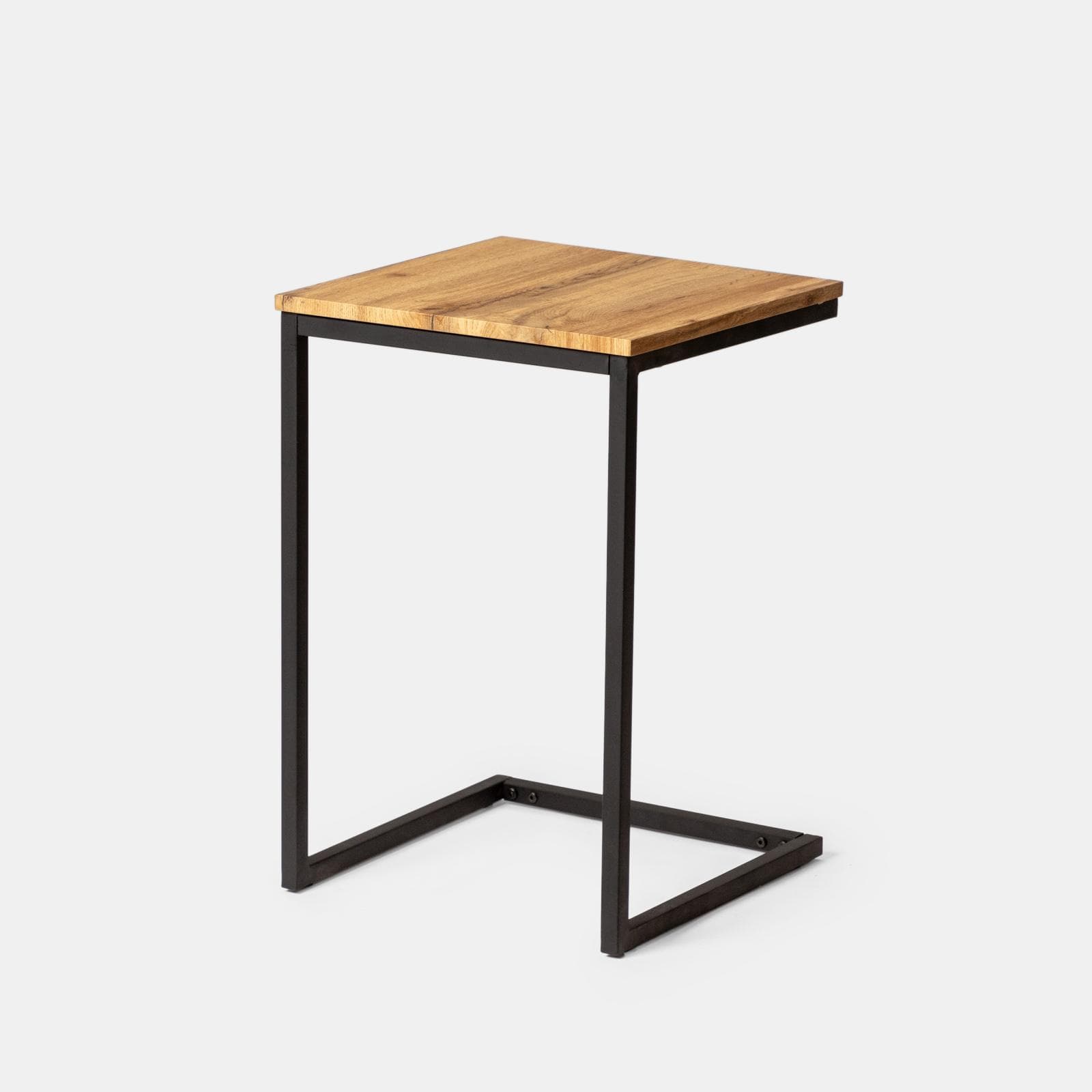 Tavolino 40x40 cm con top rovere e struttura in metallo nero - Rayne