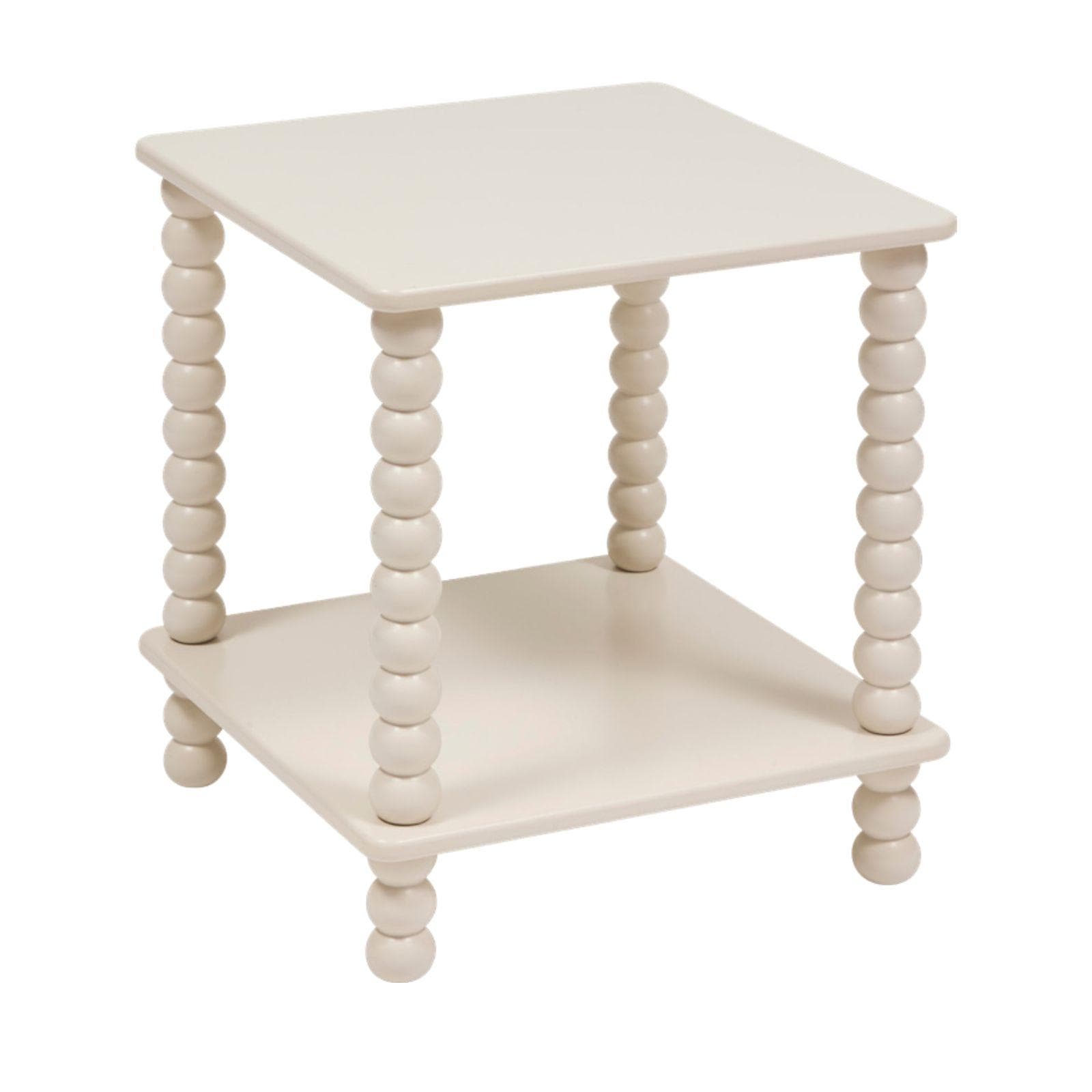 Tavolino 40x40 cm in legno crema con modanature - Minek