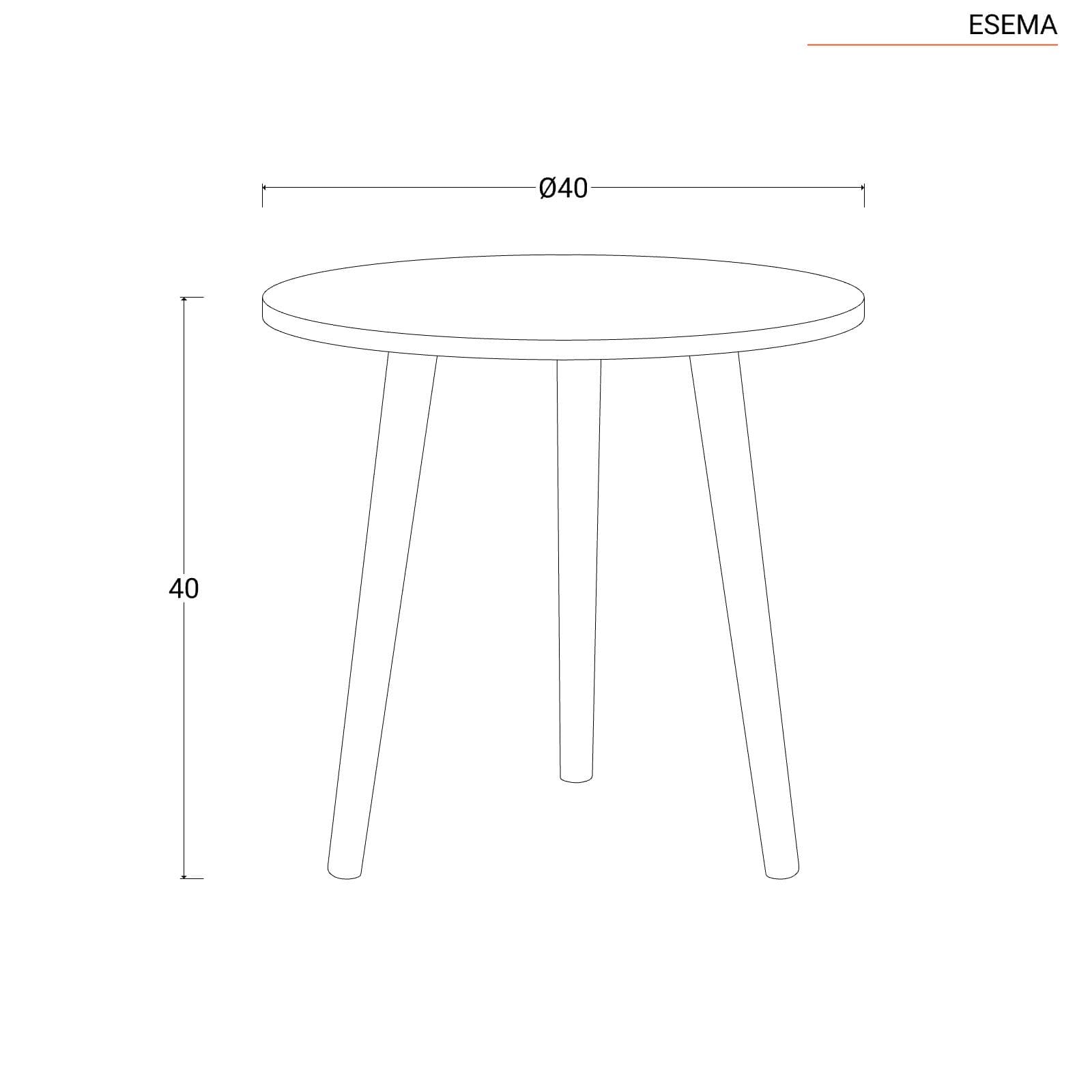 Tavolino 40x40h cm nero con gambe in legno - Esema