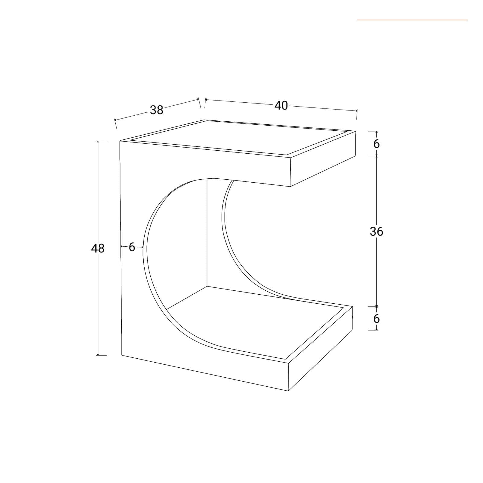 Tavolino 40x48h cm con vano nero effetto legno - Halston