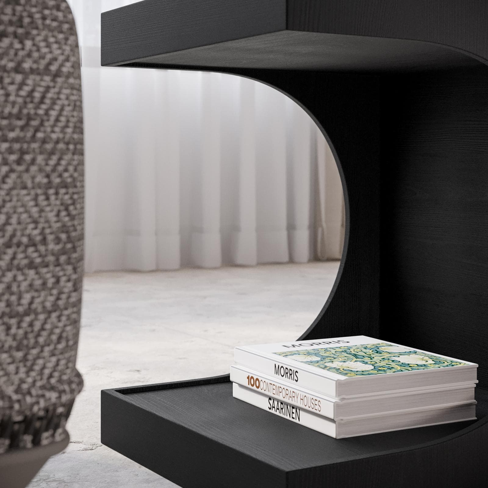 Tavolino 40x48h cm con vano nero effetto legno - Halston