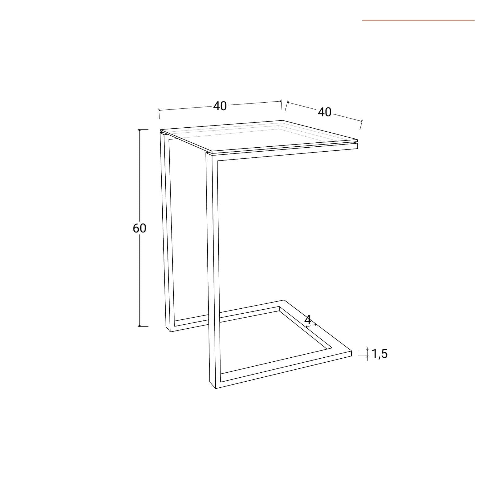 Tavolino 40x60h cm in acciaio cromo con piano in vetro - Guvia
