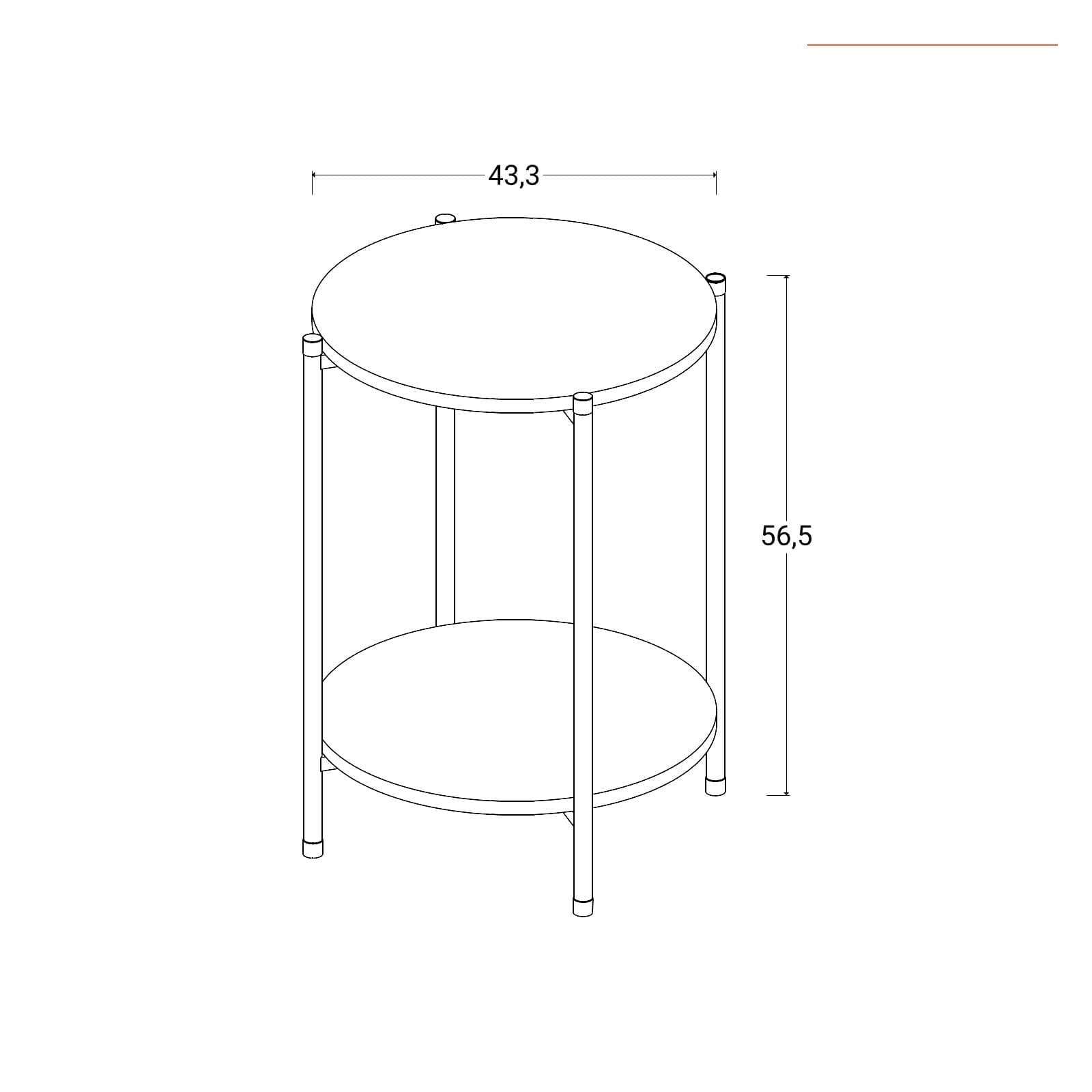 Tavolino 43 cm con top effetto rovere moderno e gambe in acciaio nero - Broderick