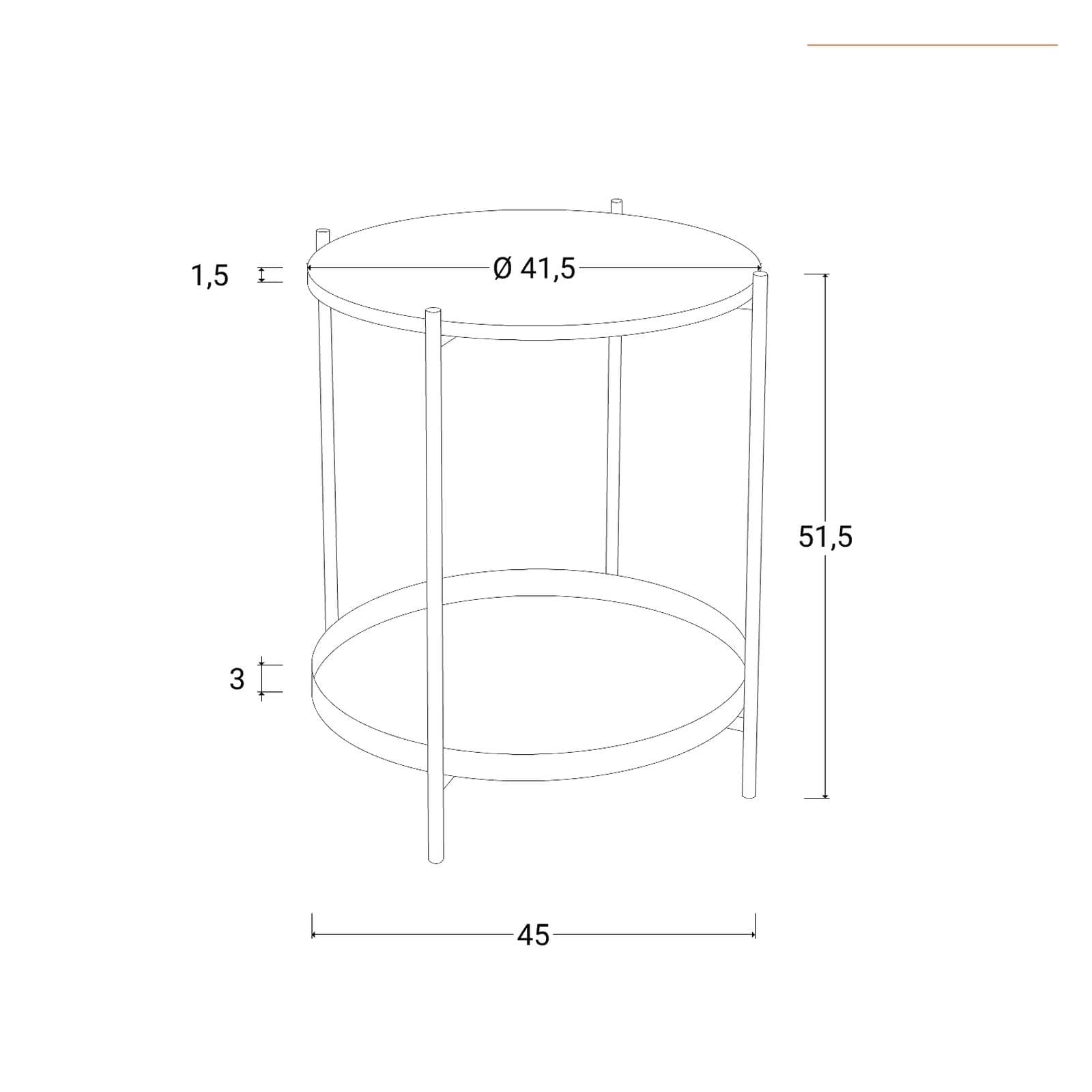 Tavolino rotondo 45 cm top effetto marmo e gambe in metallo oro - Richmond