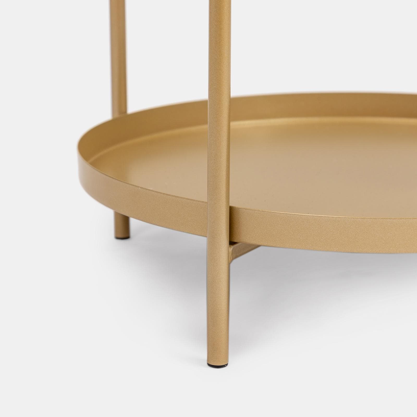 Tavolino rotondo 45 cm top effetto marmo e gambe in metallo oro - Richmond
