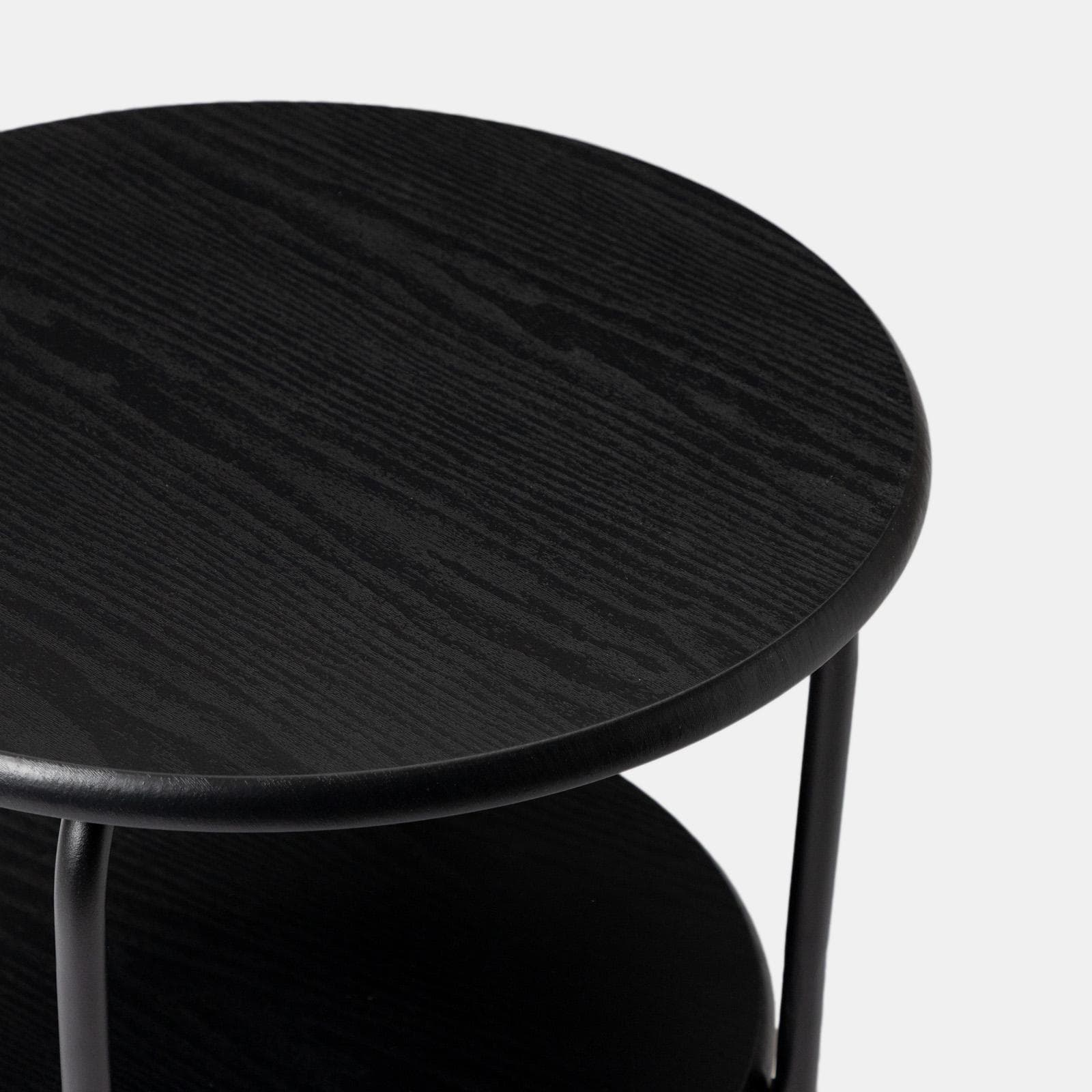 Tavolino rotondo 45 cm in metallo nero con piano contenitore - Snoop