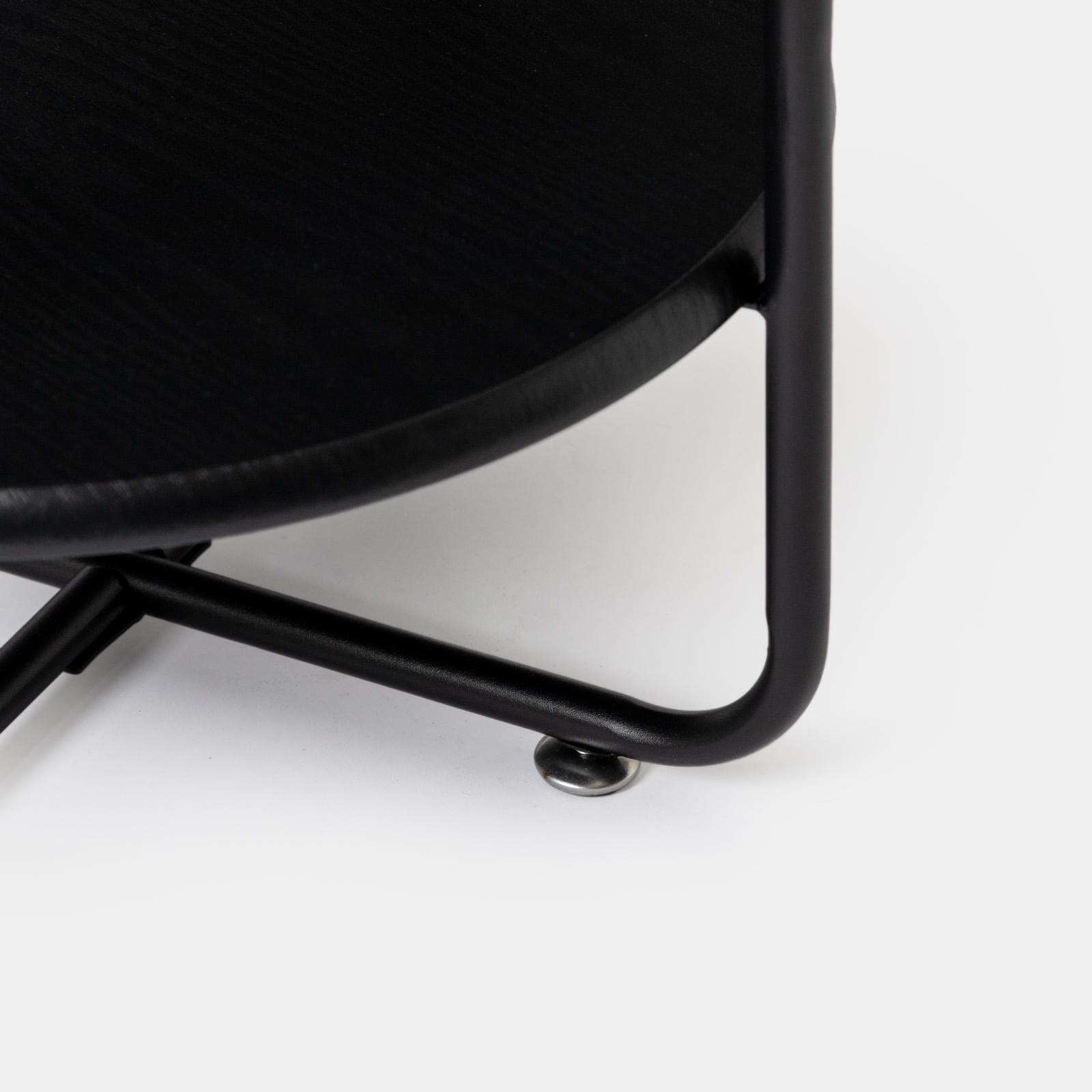 Tavolino rotondo 45 cm in metallo nero con piano contenitore - Snoop