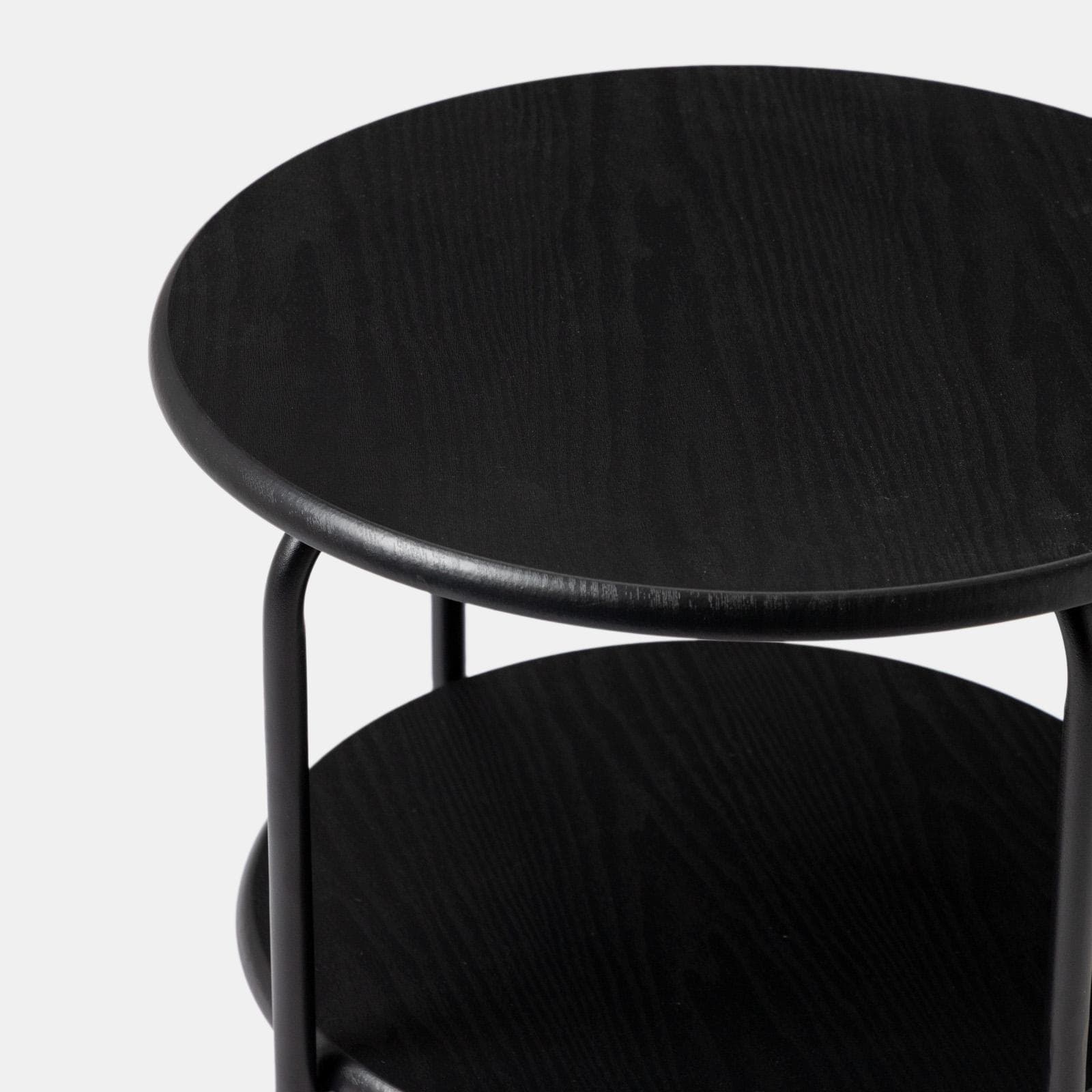 Tavolino rotondo 45 cm in metallo nero con piano contenitore - Snoop