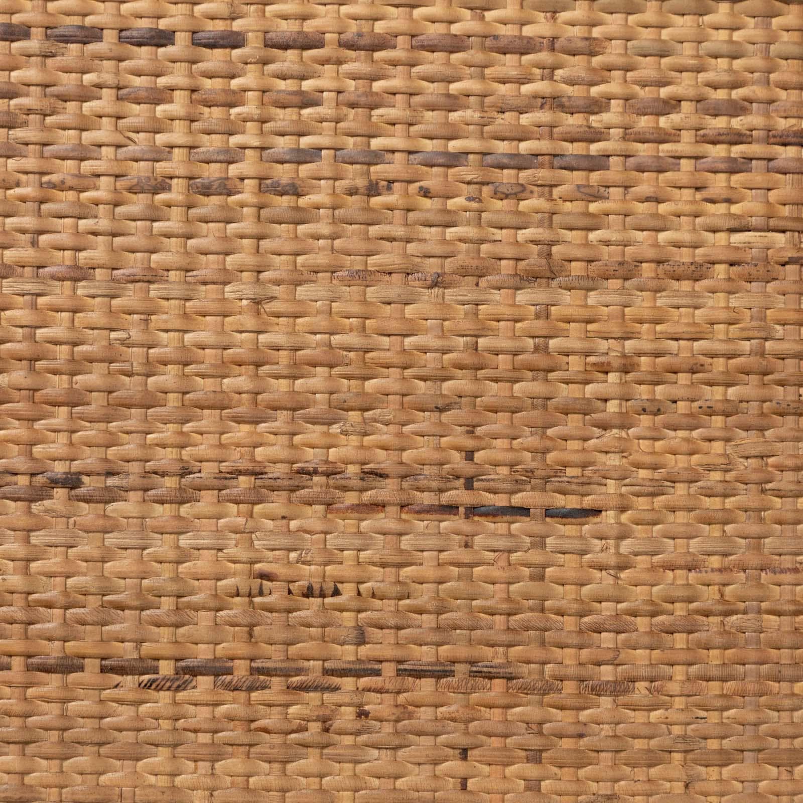 Tavolino rotondo 50 cm con top in rattan e base in legno naturale cannettato - Khalid