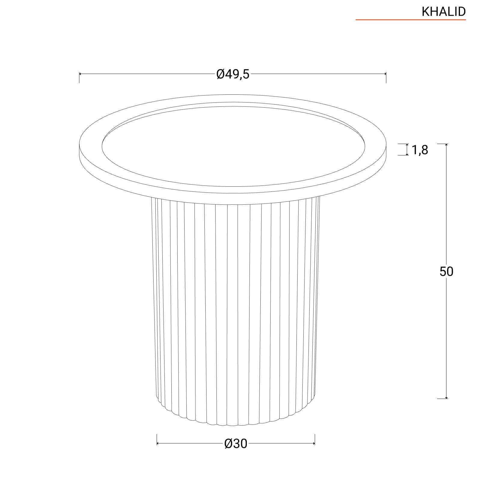 Tavolino rotondo 50 cm con top in rattan e base in legno naturale cannettato - Khalid