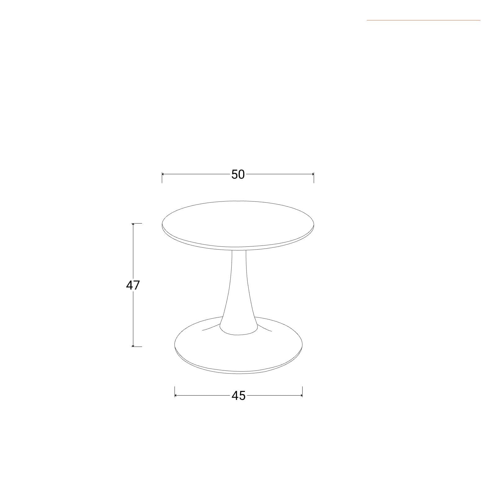 Tavolino 50x47h cm con base in metallo bianco - Tulipano