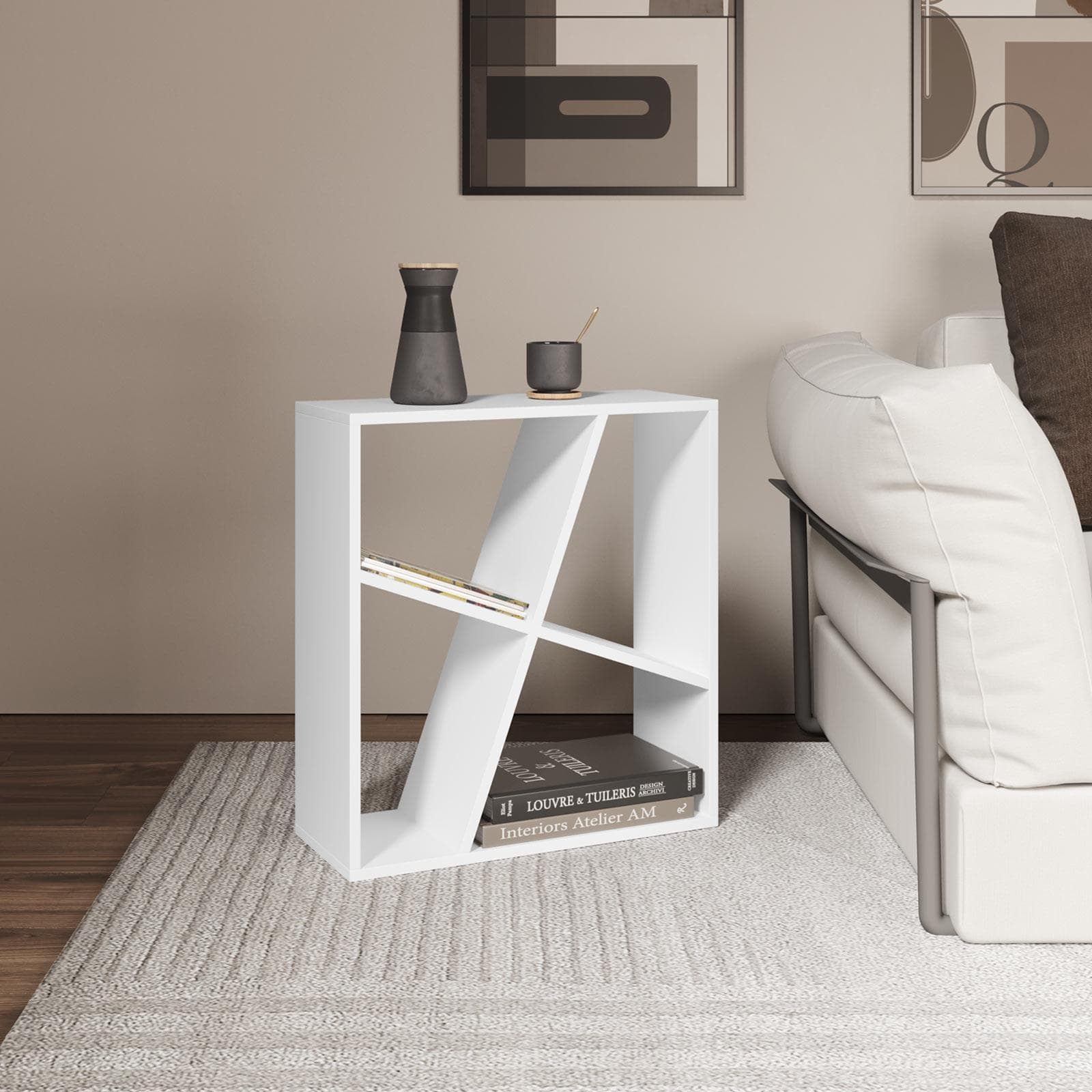 Tavolino 55x22cm in legno bianco - Kantiko