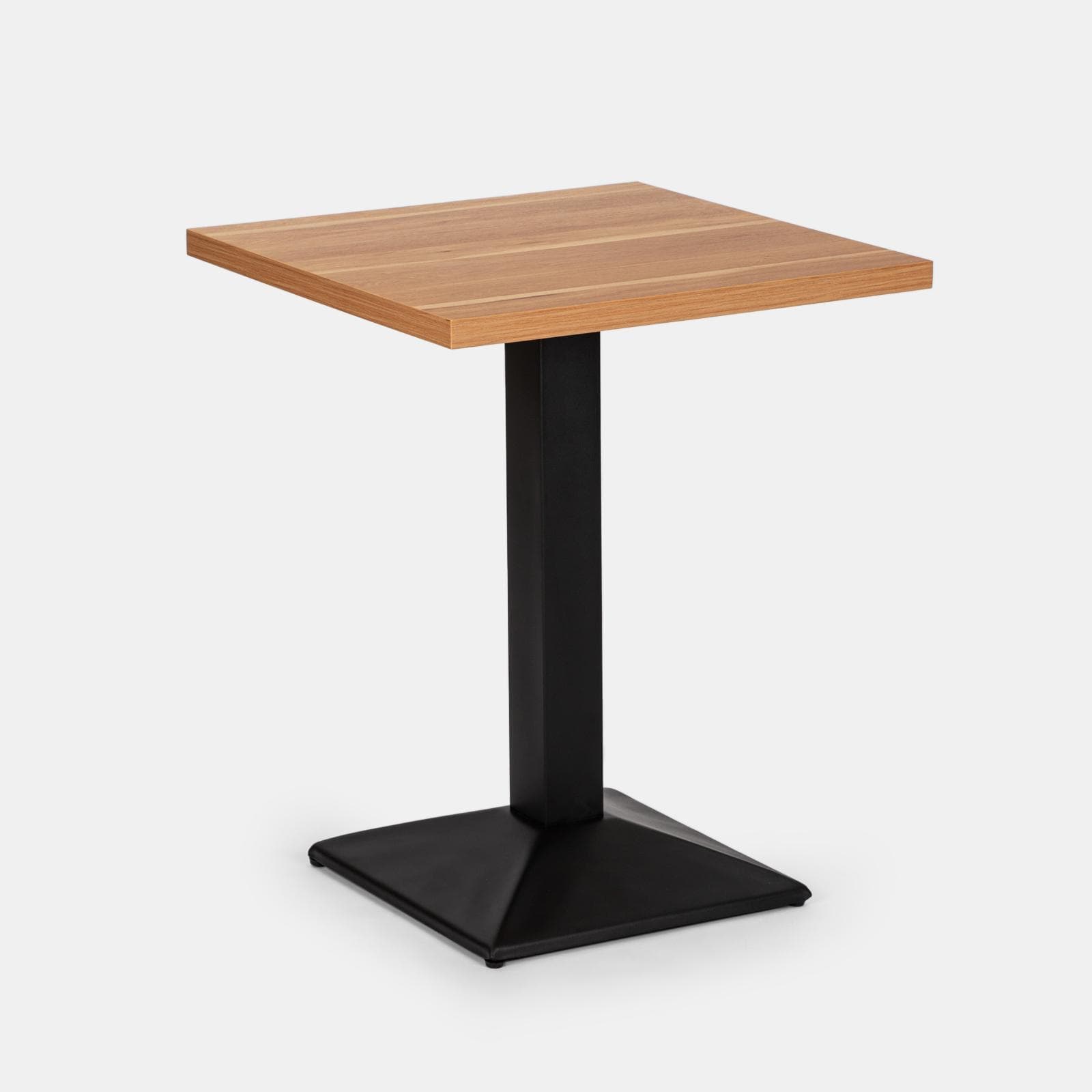 Tavolo da pranzo 60x60 cm con top effetto rovere e base in metallo nero - Caio