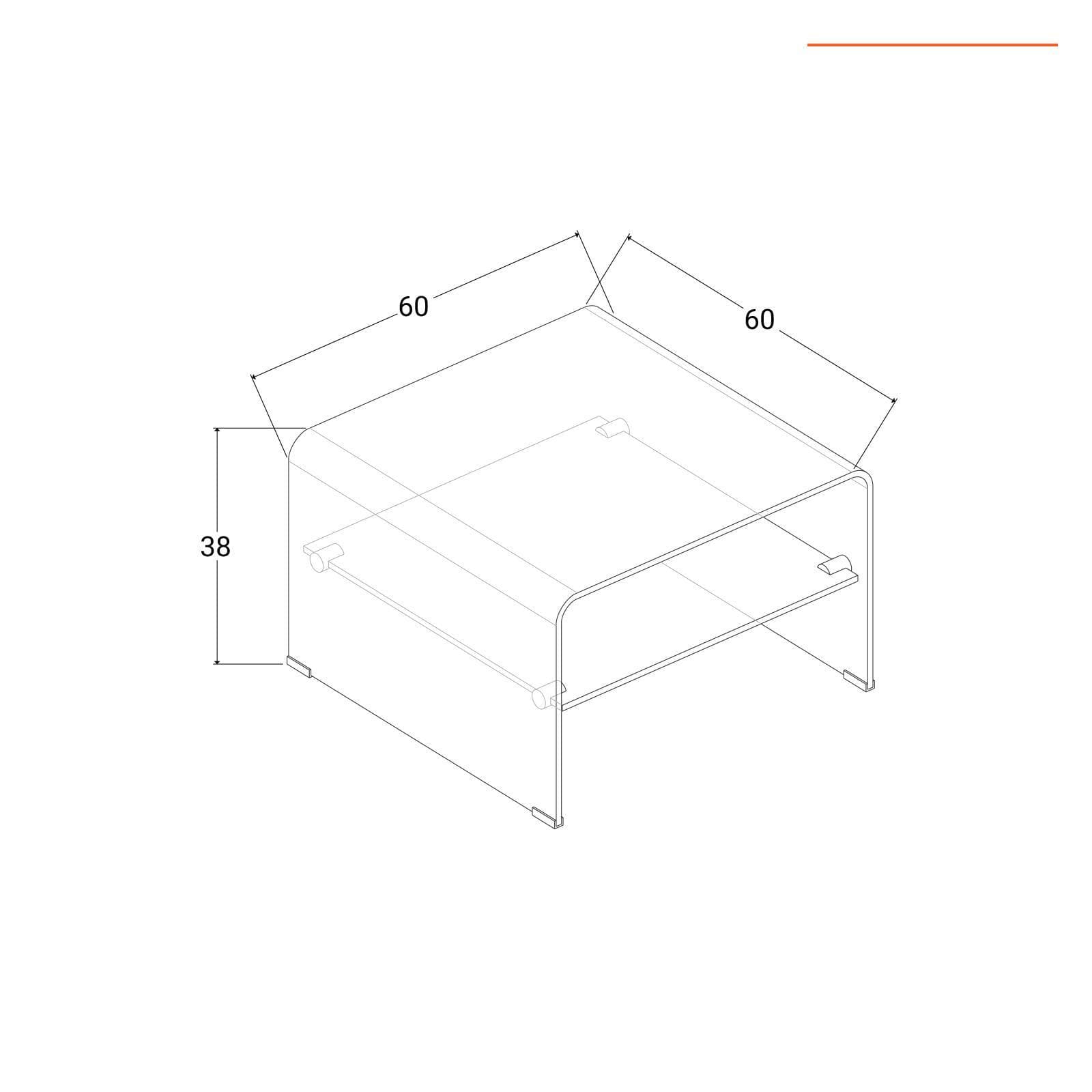 Tavolino 60x60 cm in vetro fumè con ripiano - City