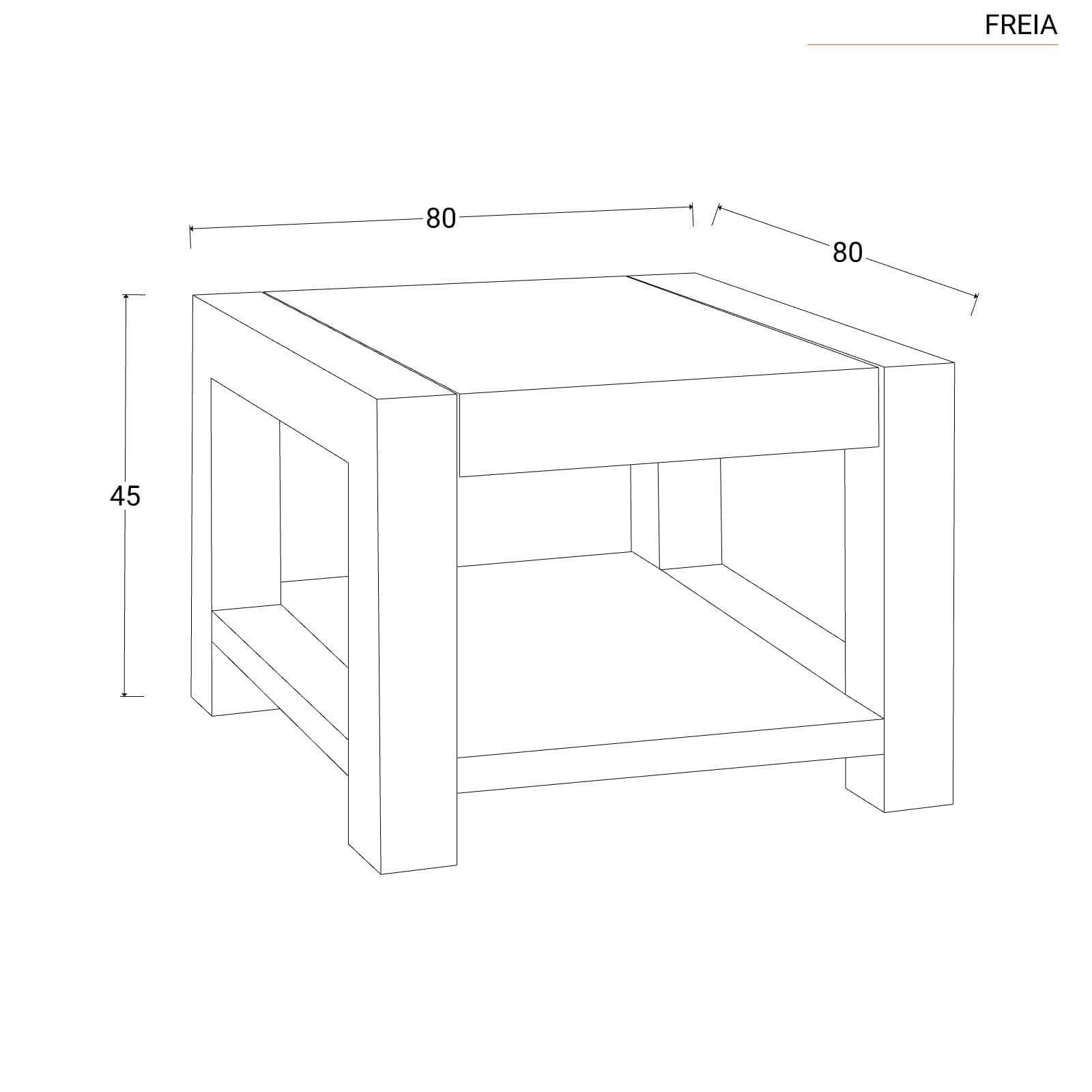 Tavolino 80 cm in legno con ripiano - Freia Sheesham