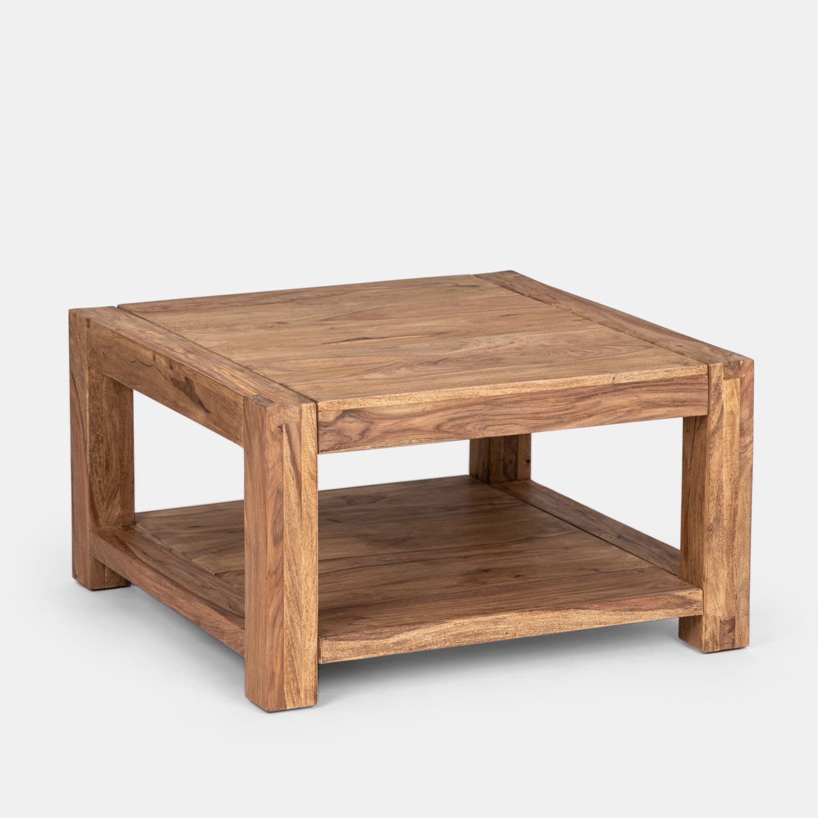 Tavolino 80 cm in legno con ripiano - Freia Sheesham