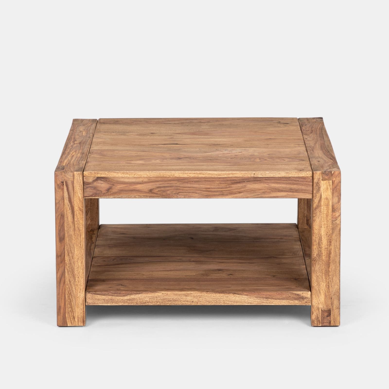 Tavolino 80 cm in legno con ripiano - Freia Sheesham