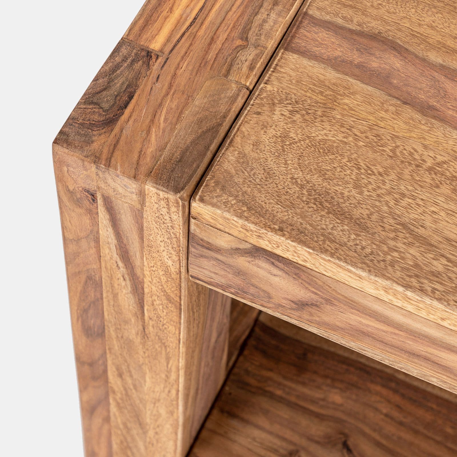 Tavolino 80 cm in legno con ripiano - Freia Sheesham