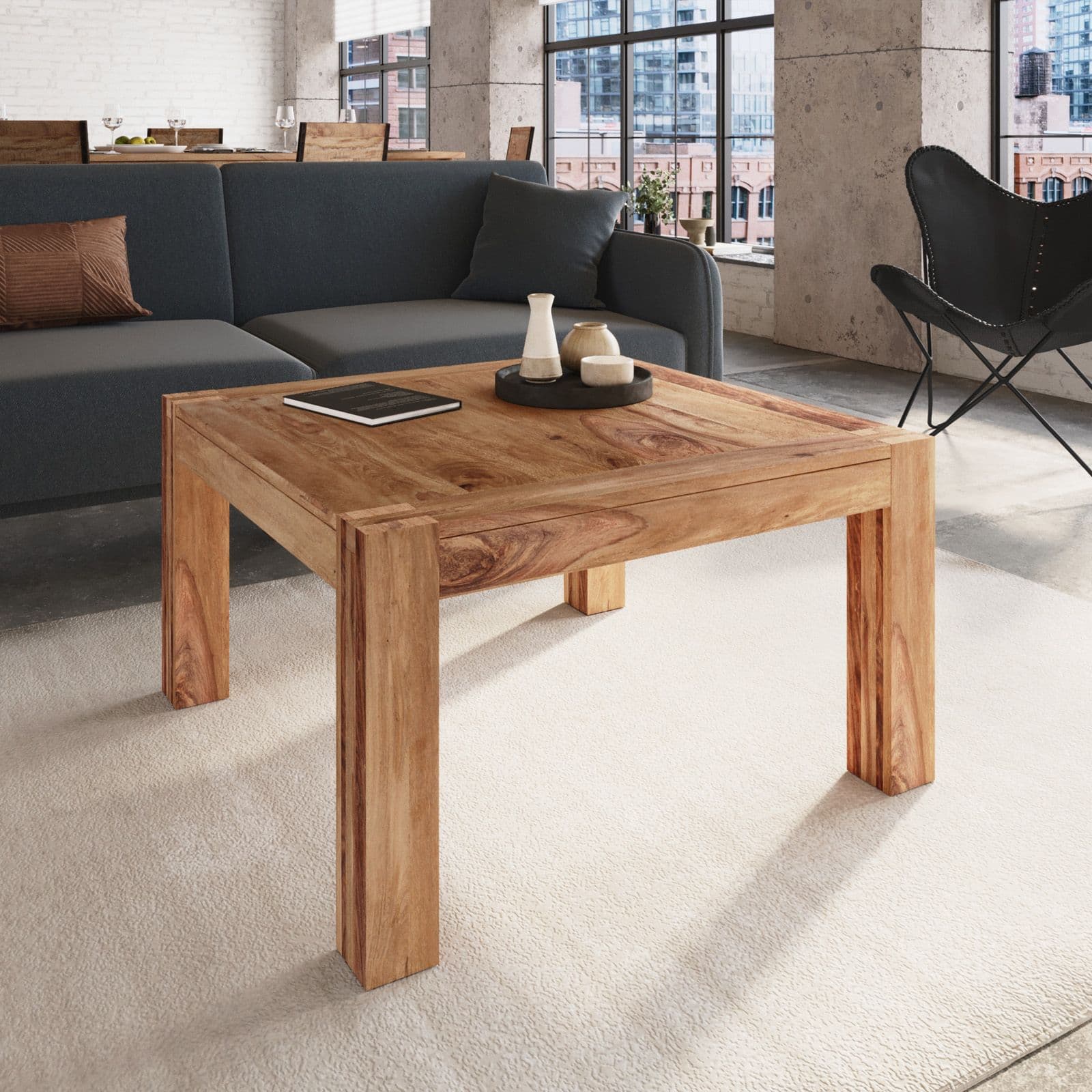 Tavolino 80x80 cm in legno - Freia Sheesham