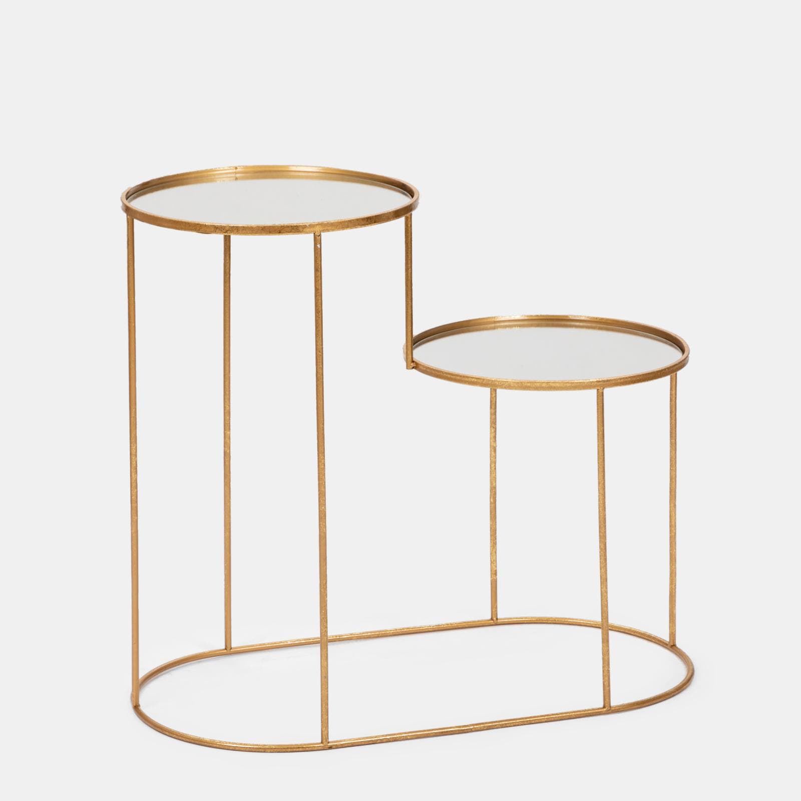 Tavolino 80x40 cm oro con piano in vetro specchiato - Richmond