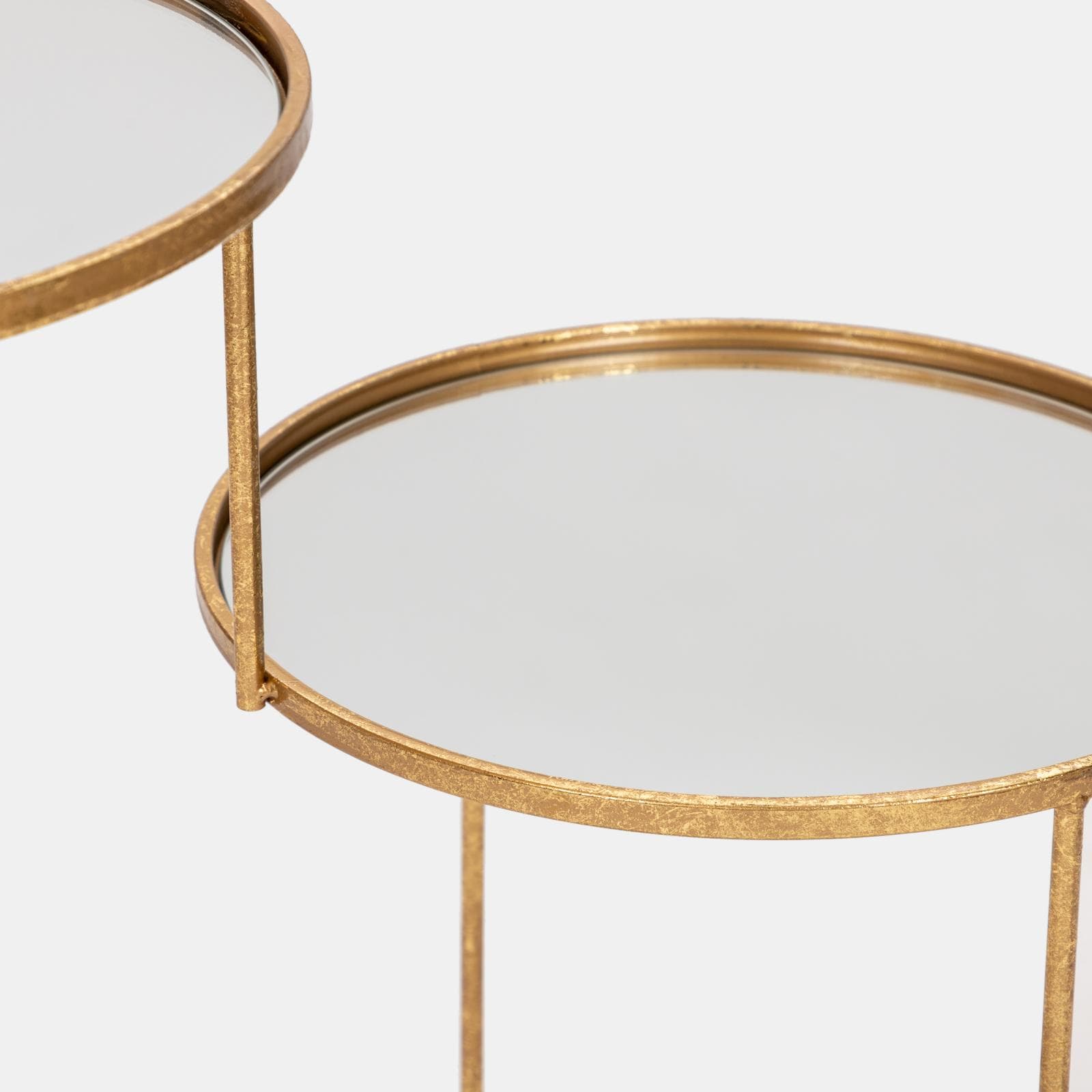 Tavolino 80x40 cm oro con piano in vetro specchiato - Richmond