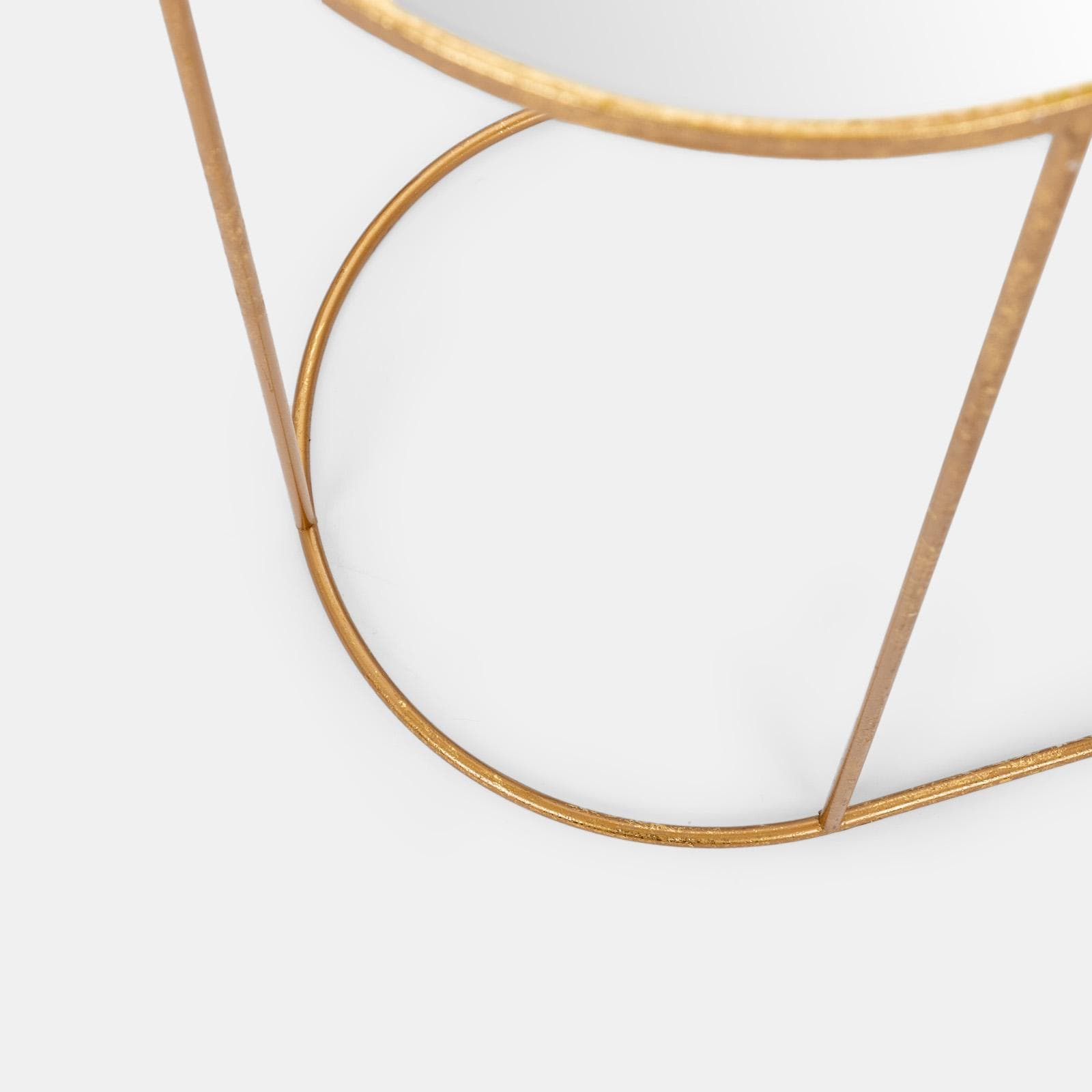 Tavolino 80x40 cm oro con piano in vetro specchiato - Richmond