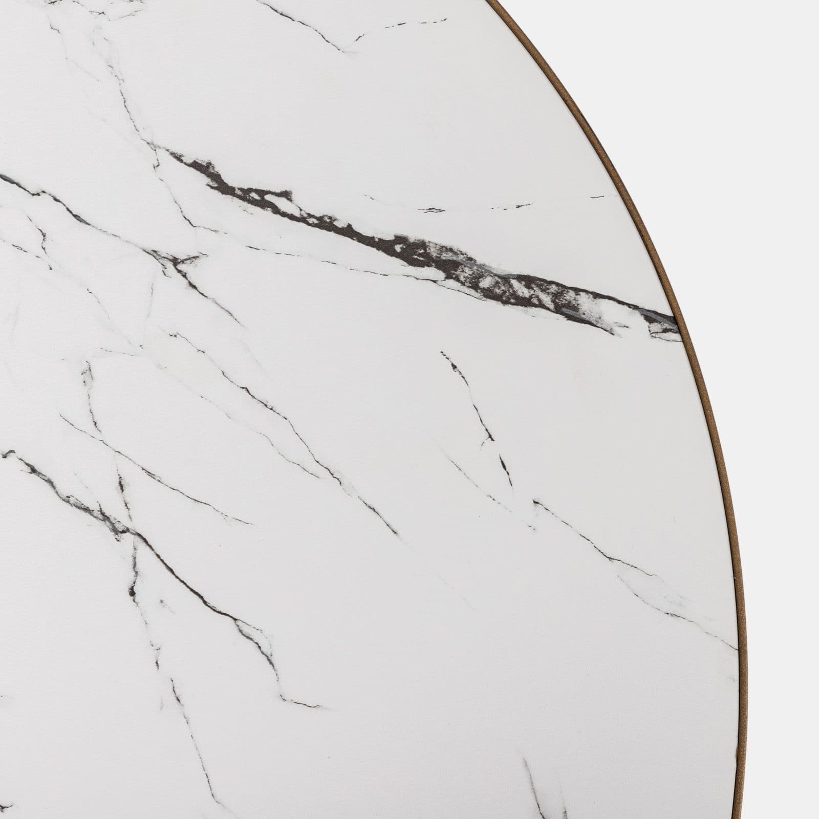 Tavolino 90 cm con piano effetto marmo bianco e base oro - Clarity