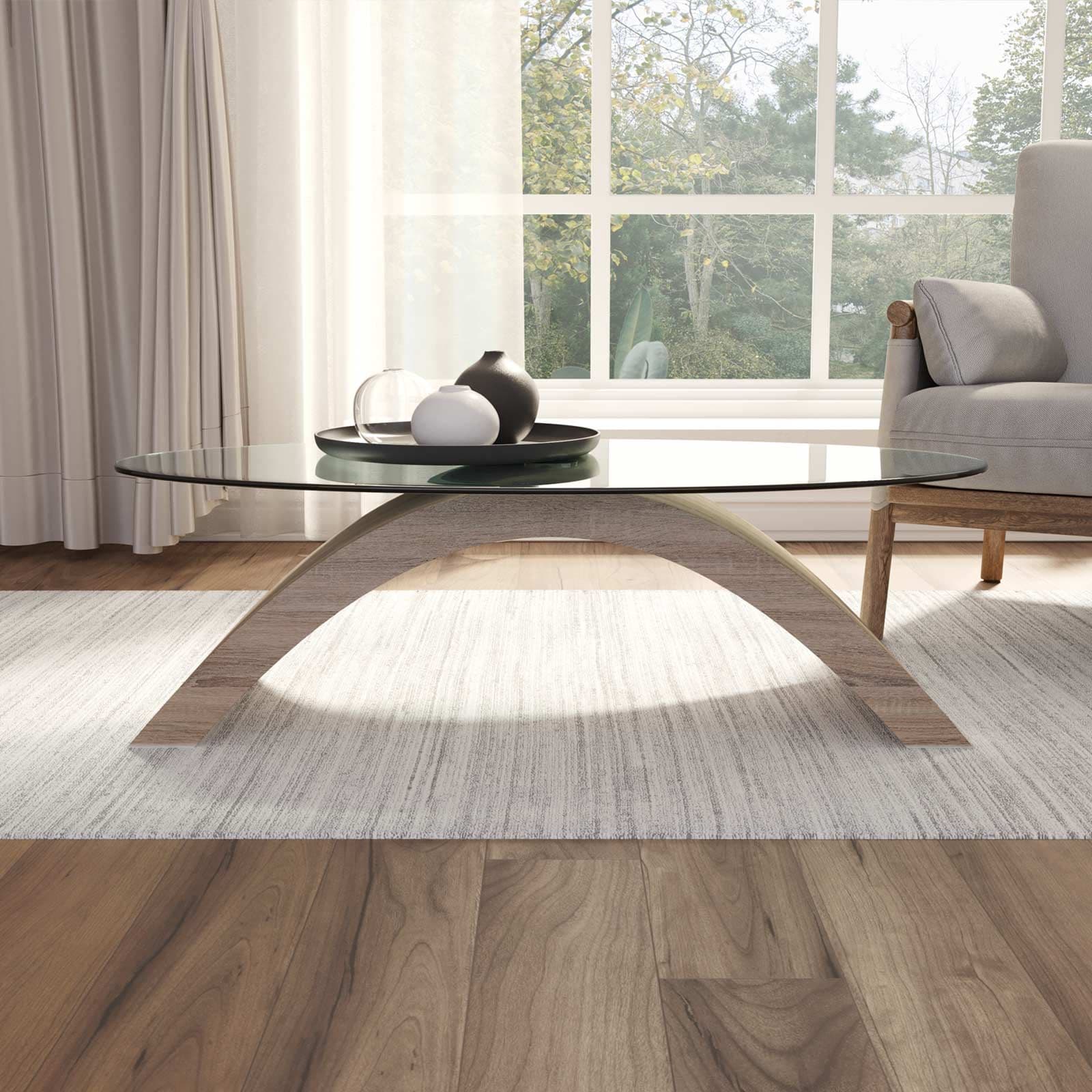 Tavolino 110x60 cm in vetro temperato e struttura in legno - City