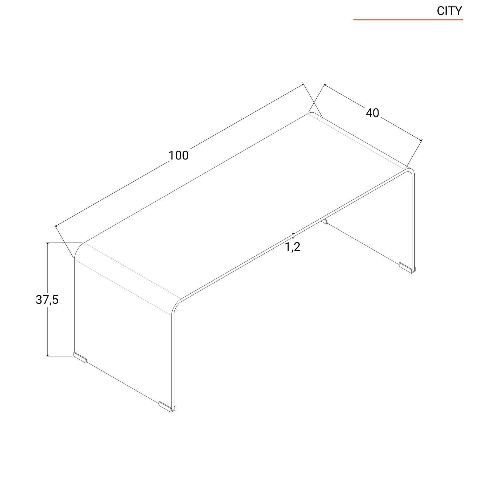 Tavolino 100x40 cm in vetro trasparente - City