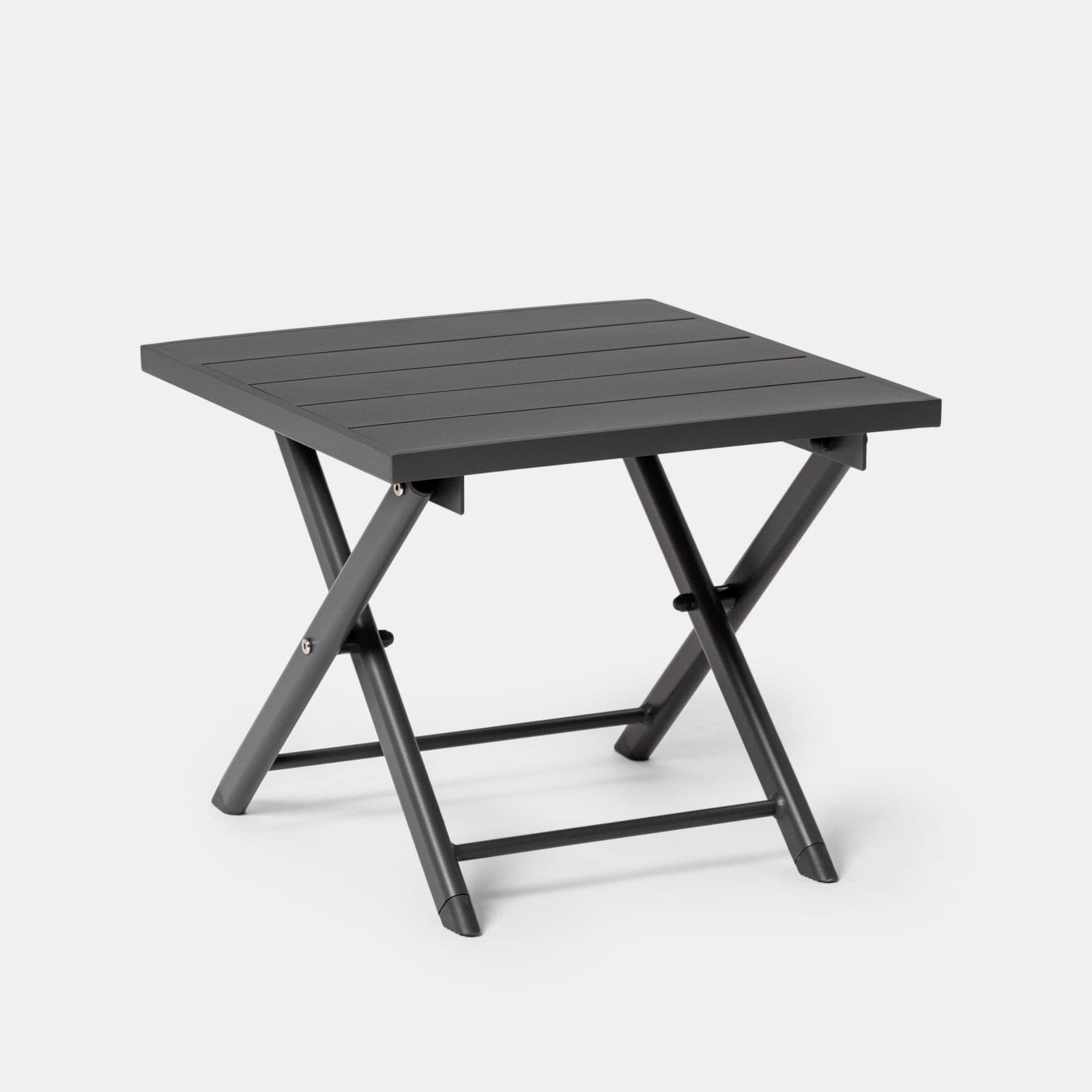 Tavolino da caffè con piano a doghe 44x43 cm in alluminio antracite - Jonit