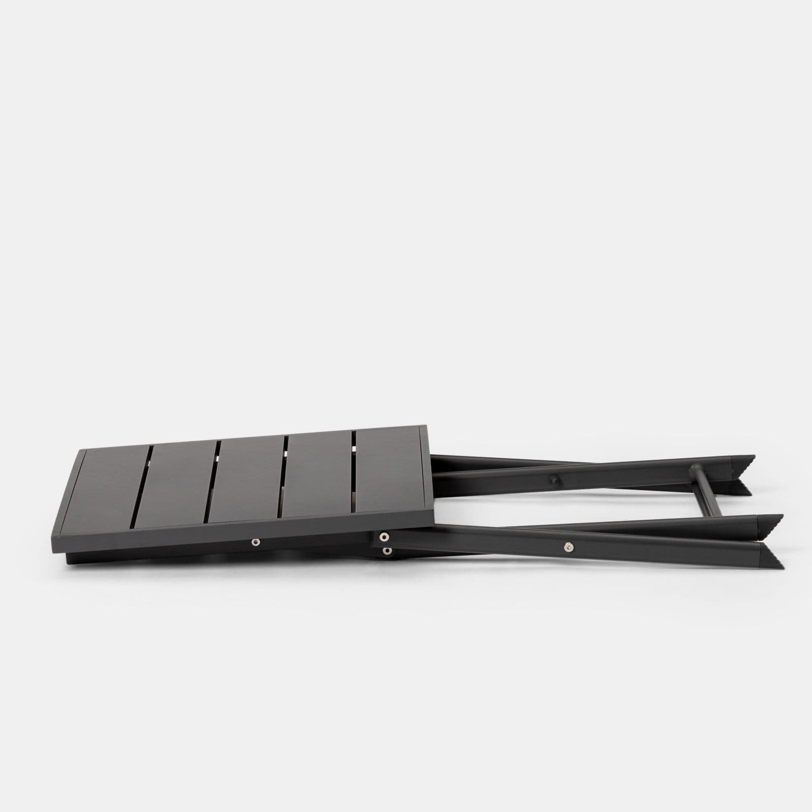 Tavolino da caffè con piano a doghe 44x43 cm in alluminio antracite - Jonit