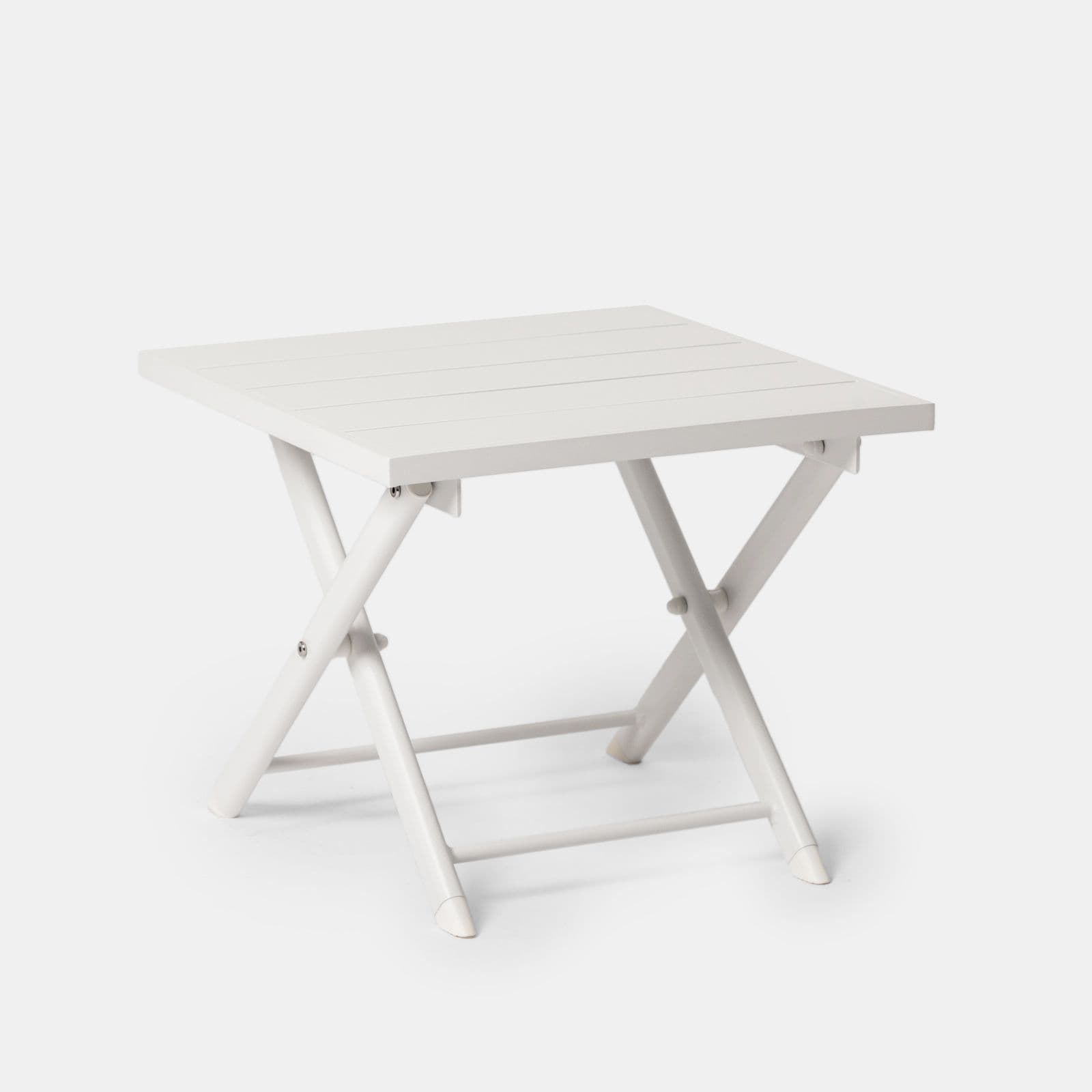 Tavolino da caffè con piano a doghe 44x43 cm in alluminio bianco - Jonit
