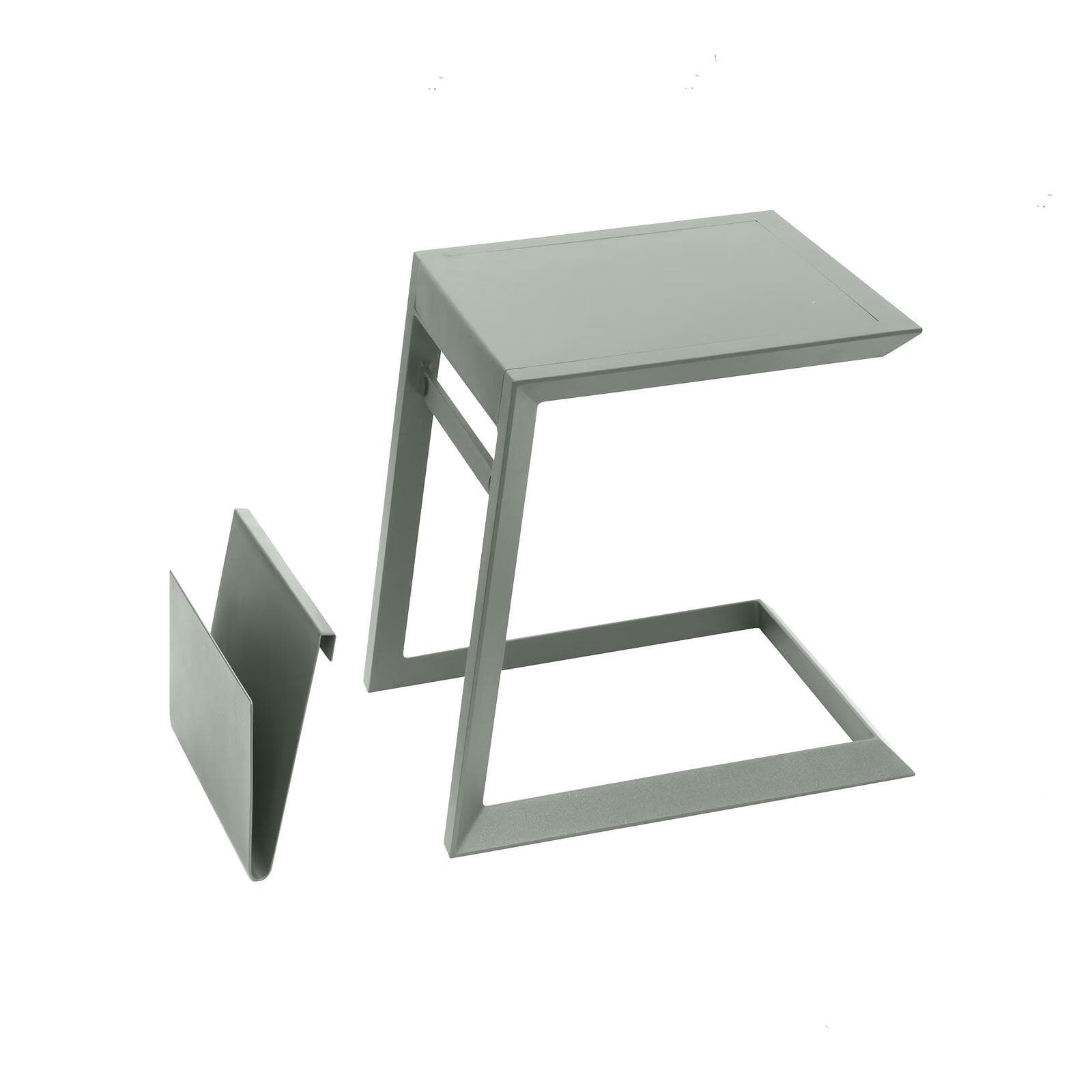 Tavolino da esterno 44x44 cm in alluminio verde alloro con portariviste - Coza